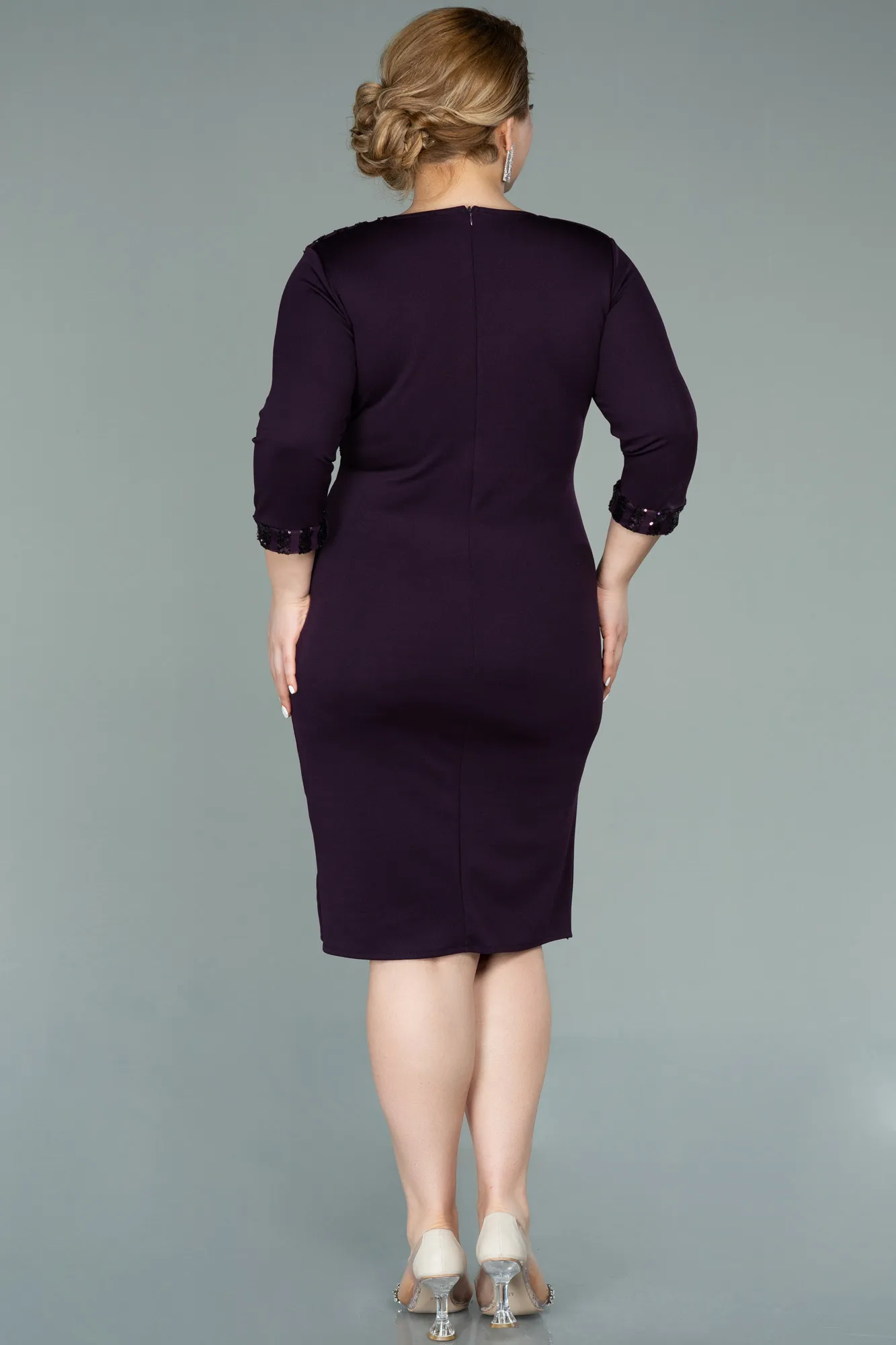 Purple-Short Plus Size Evening Dress ABK1325