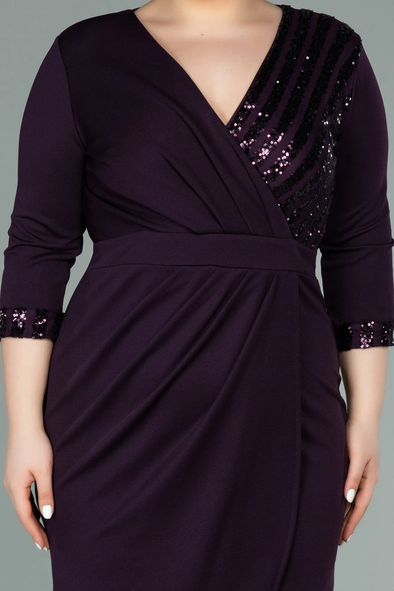 Purple-Short Plus Size Evening Dress ABK1325