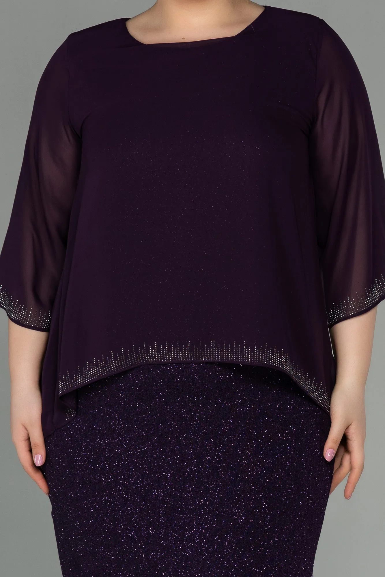 Purple-Short Plus Size Evening Dress ABK1593