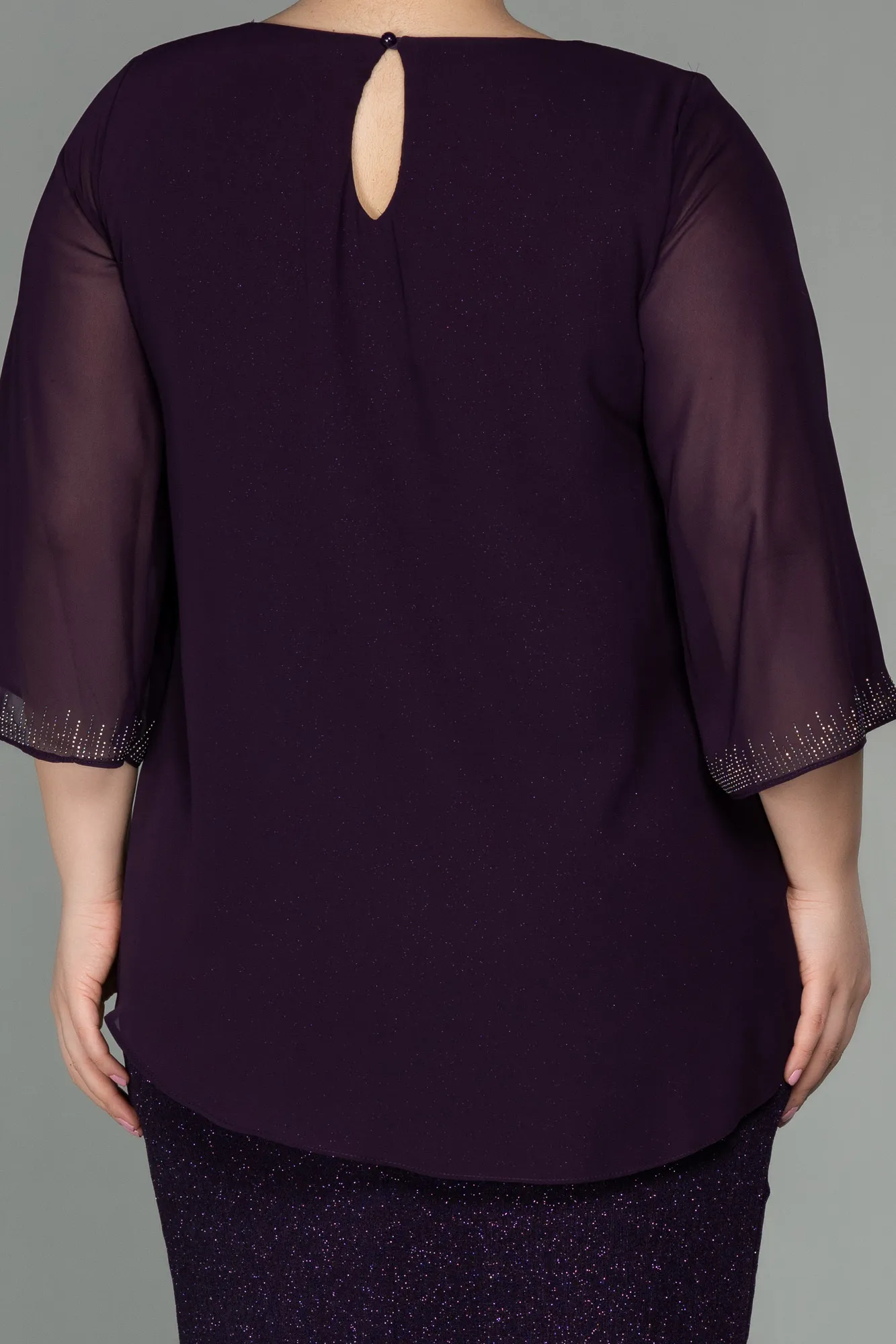 Purple-Short Plus Size Evening Dress ABK1593