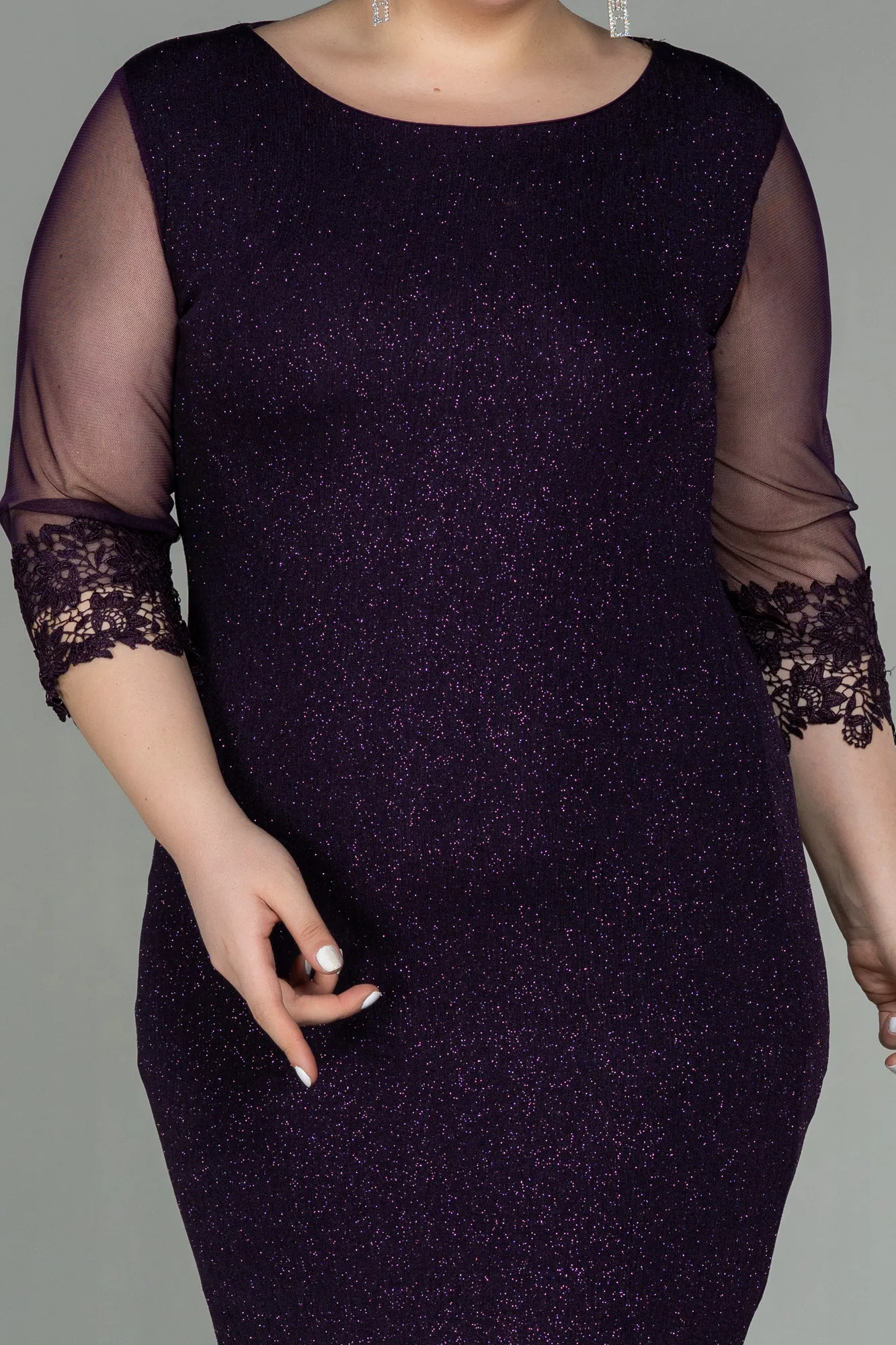 Purple-Short Plus Size Evening Dress ABK1609