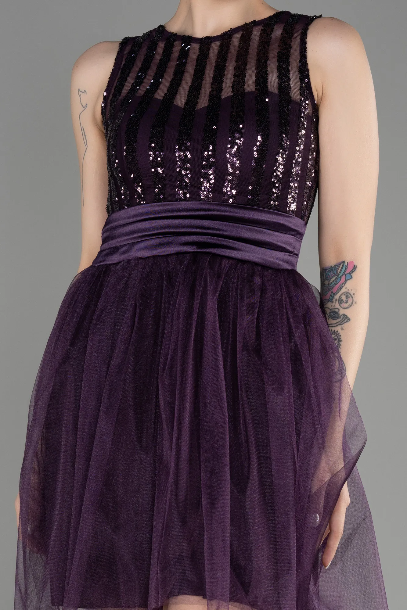 Purple-Short Prom Gown ABK2016