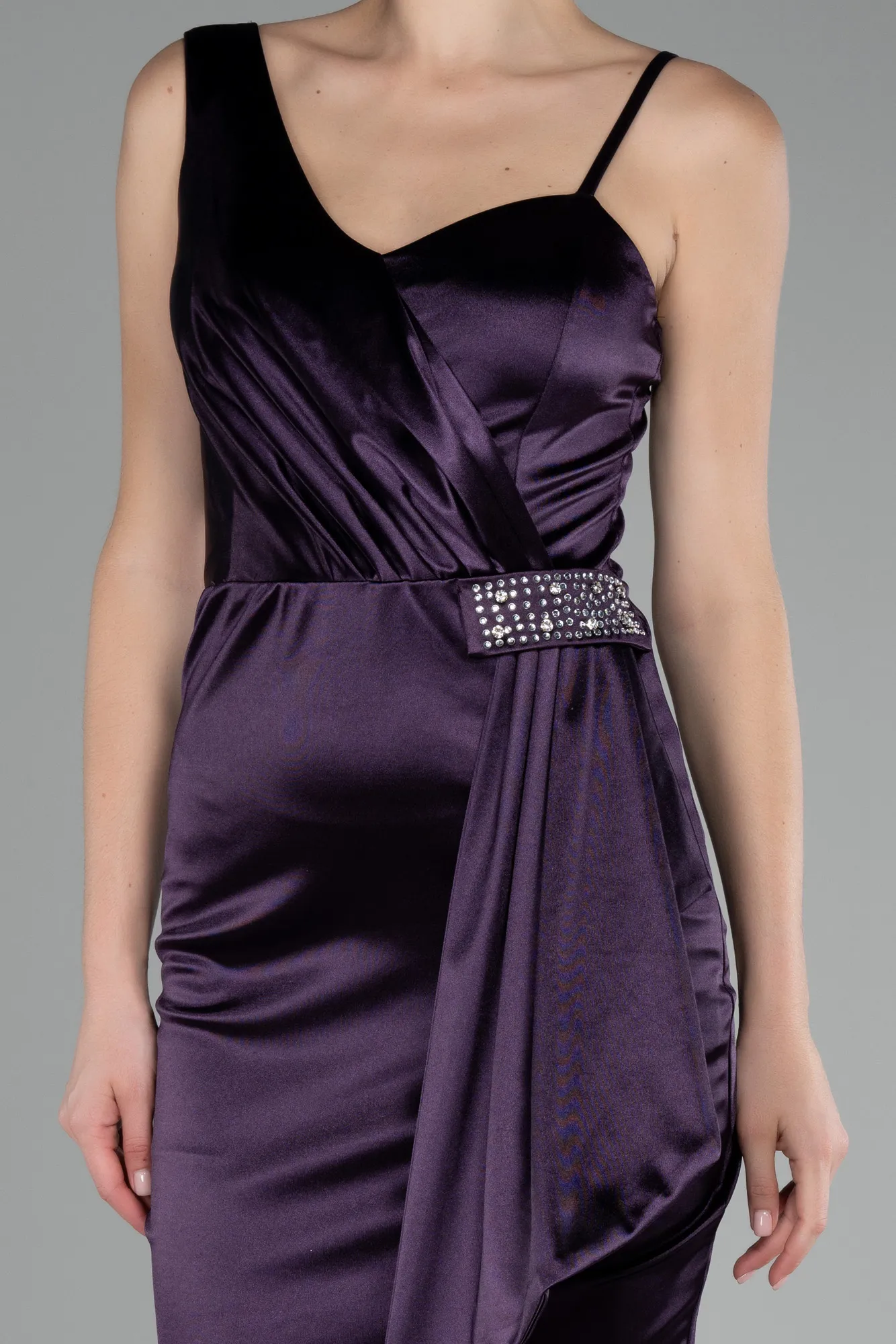 Purple-Short Satin Cocktail Dress ABK2024