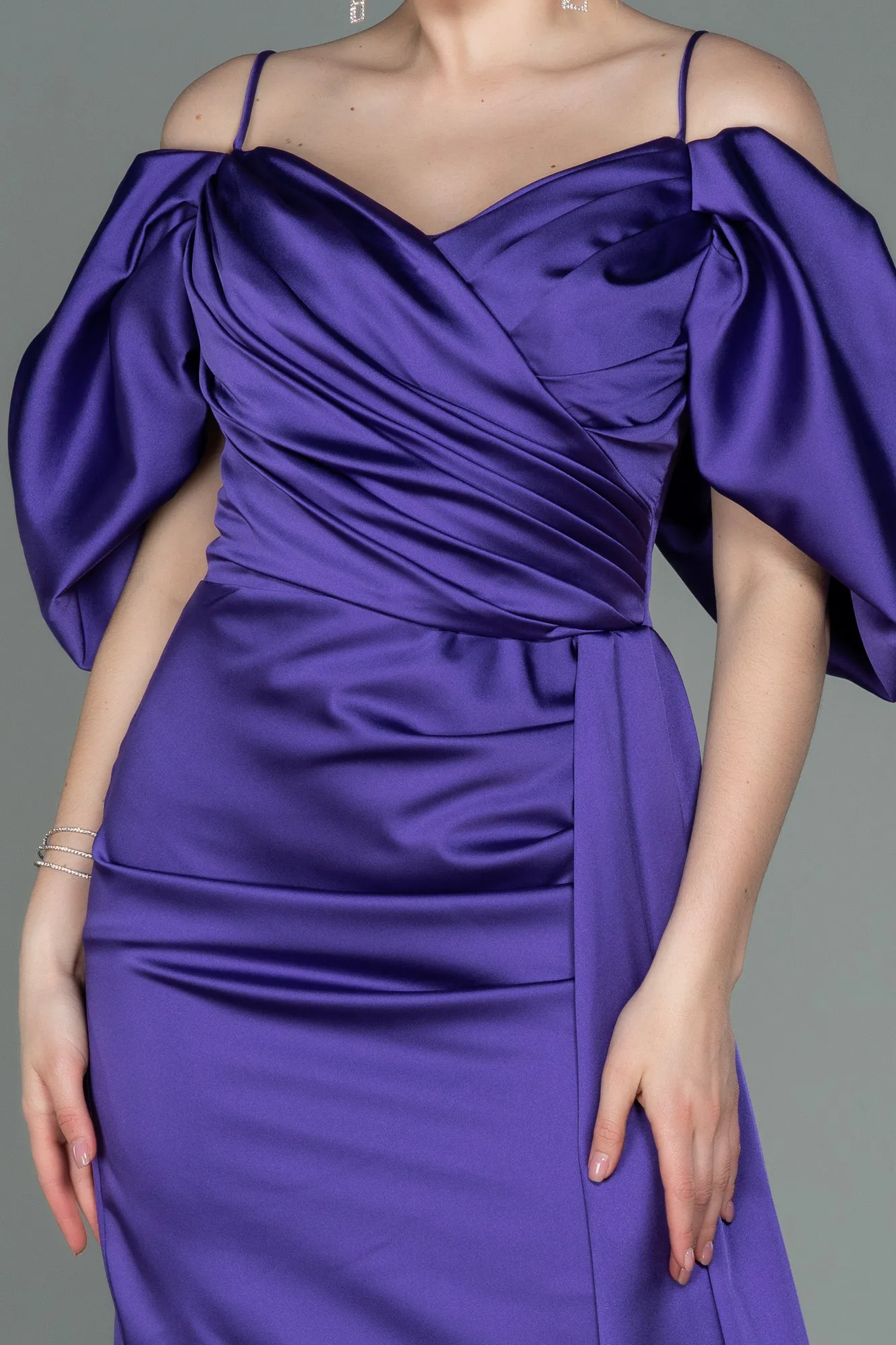 Purple-Short Satin Invitation Dress ABK1773