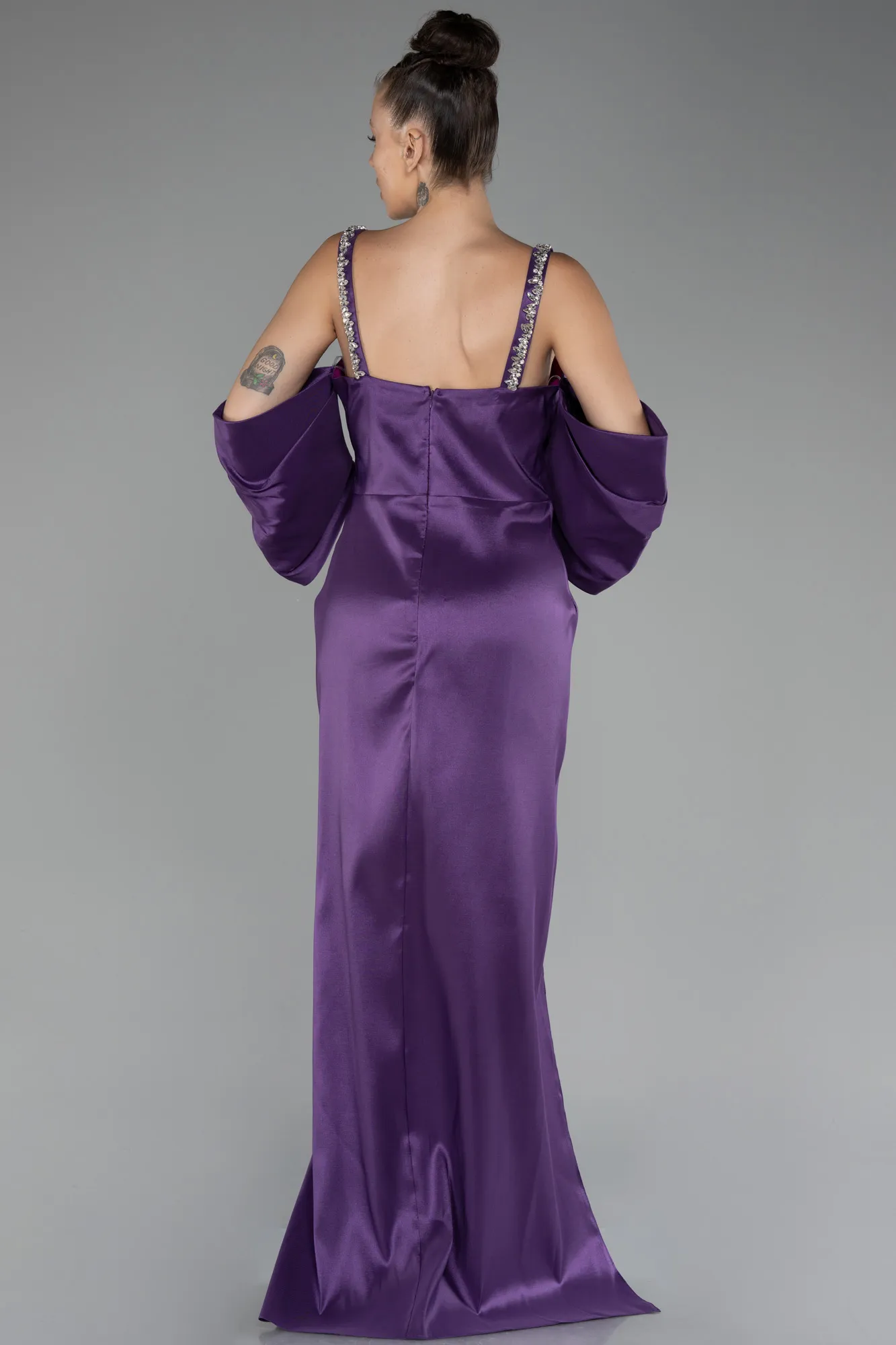 Purple-Slit Long Plus Size Evening Dress ABU3921