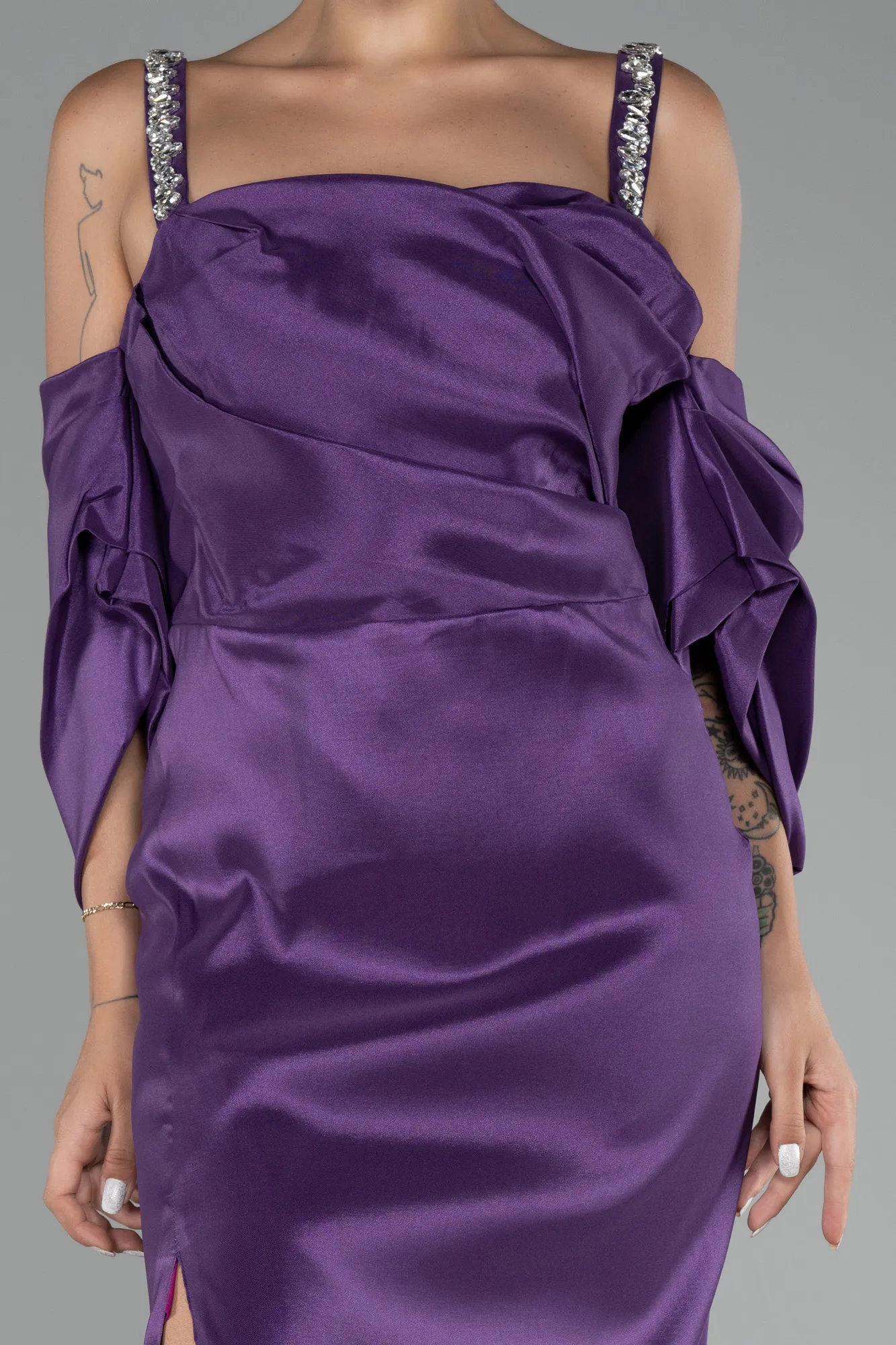 Purple-Slit Long Plus Size Evening Dress ABU3921