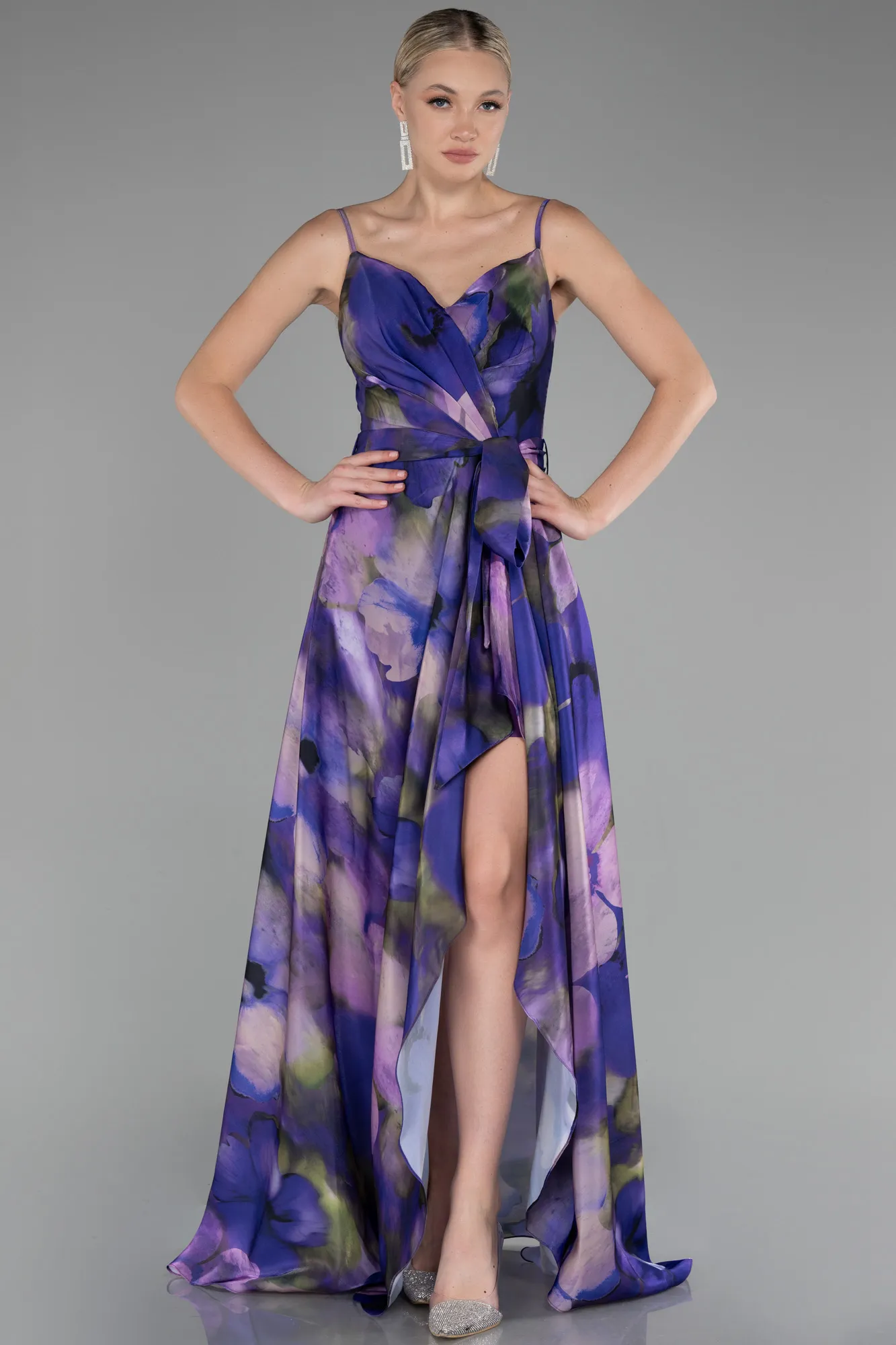 Purple-Slit Long Prom Dress ABU3961