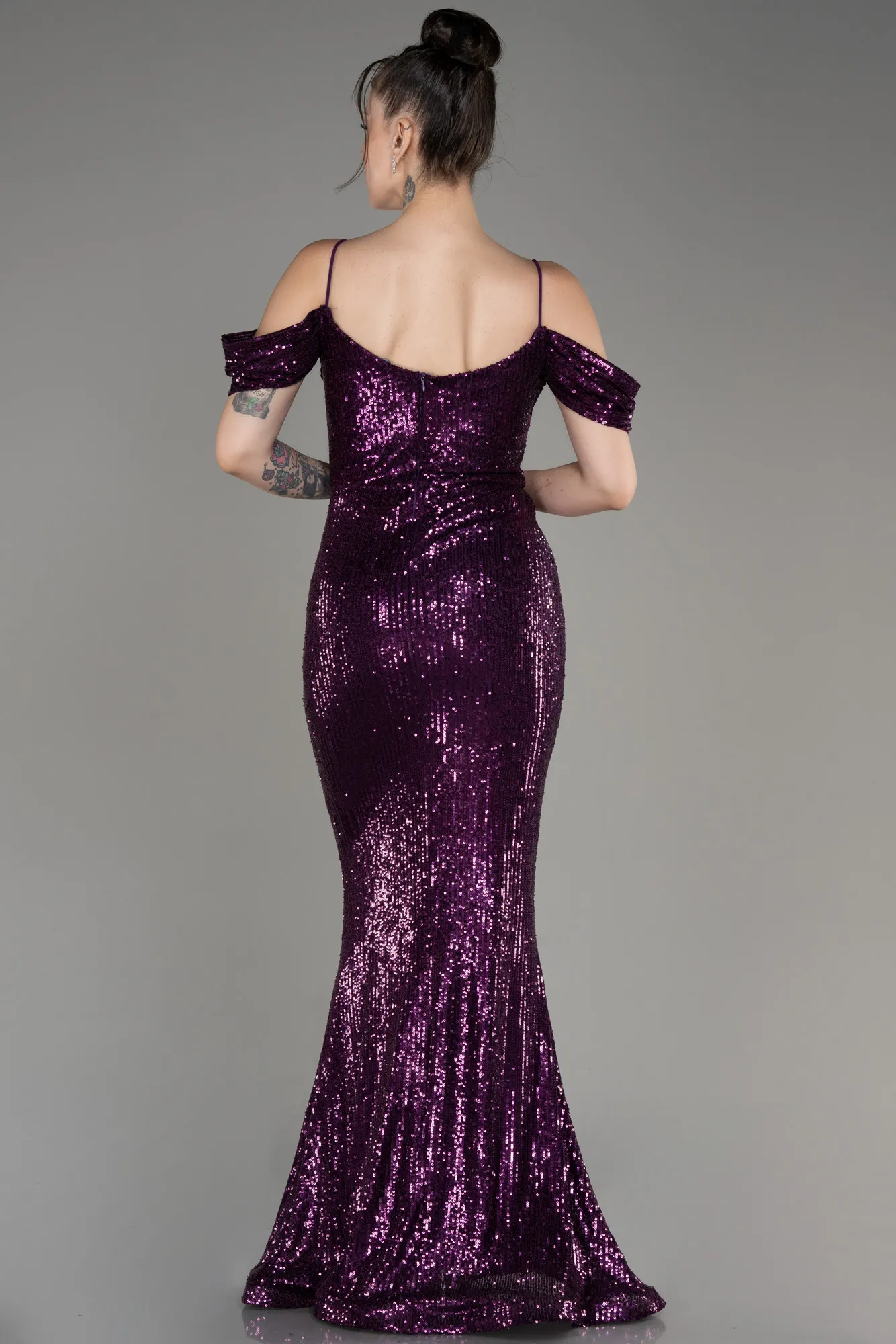 Purple-Slit Long Scaly Mermaid Prom Dress ABU3967