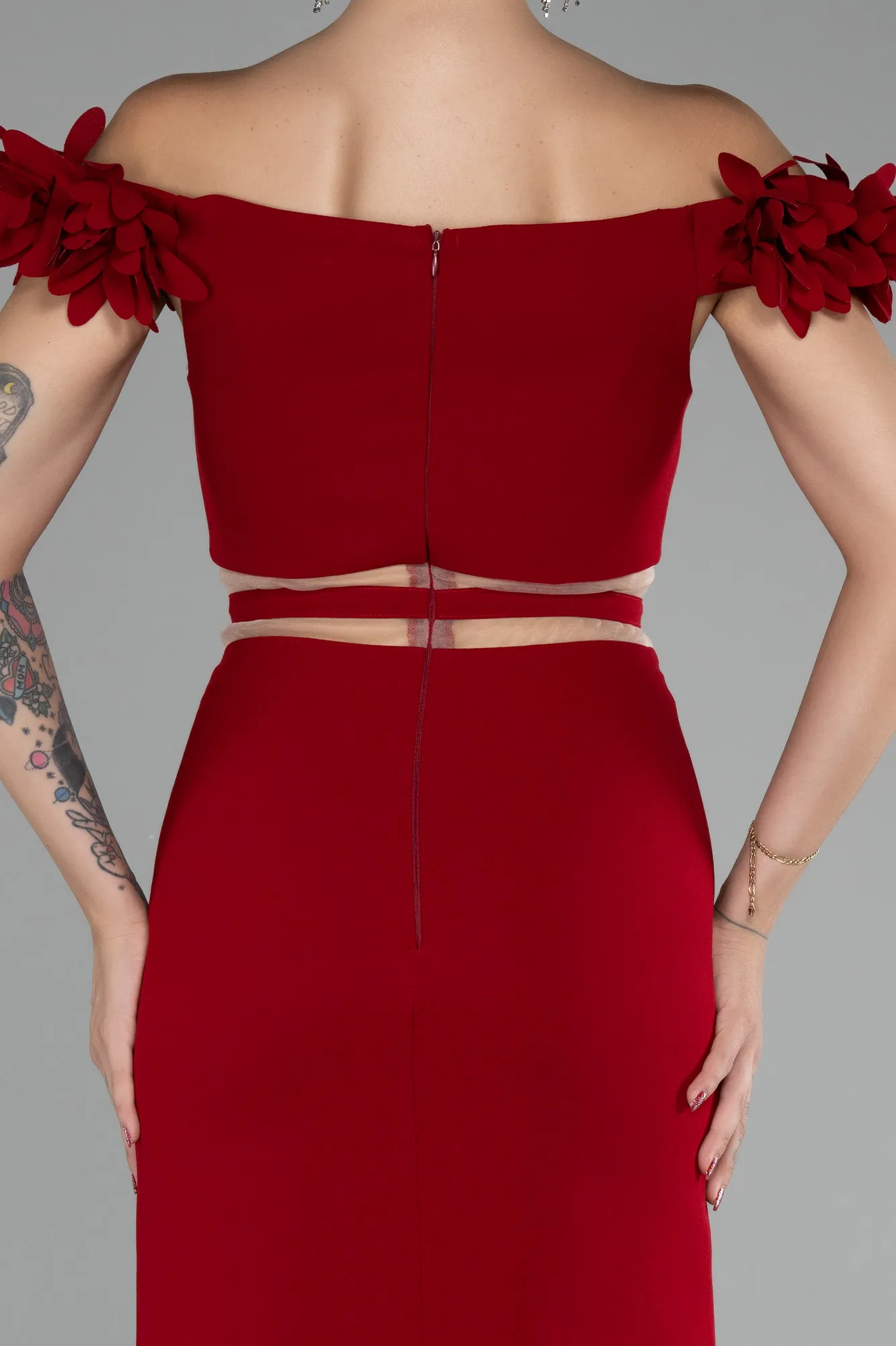 Red-Boat Neck Short Cocktail Dress ABK2120