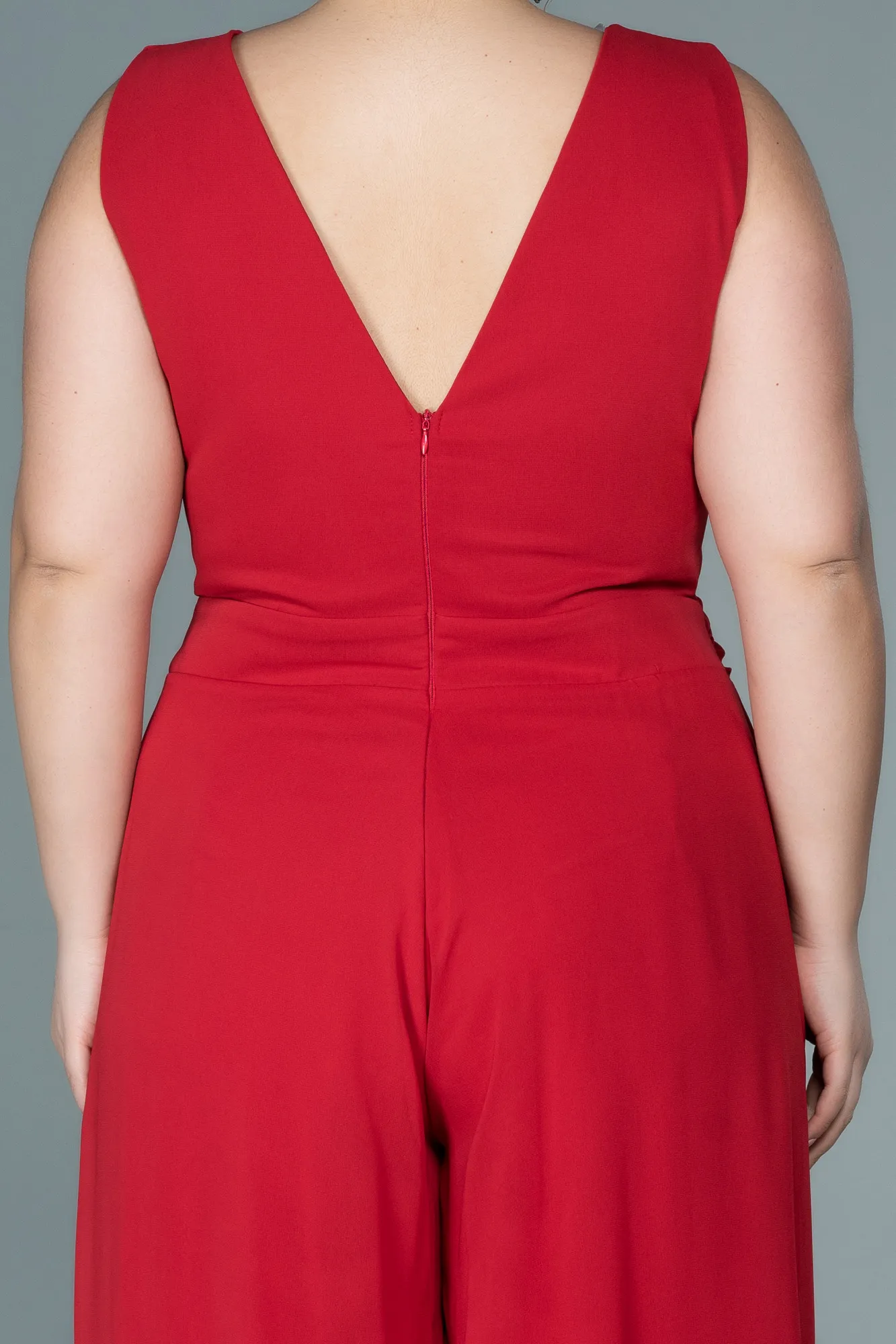 Red-Chiffon Plus Size Evening Dress ABT082