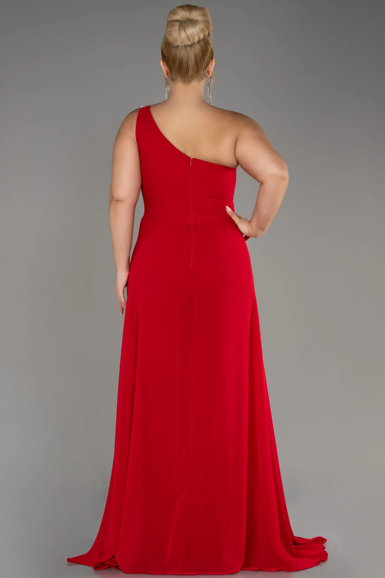 Red-Chiffon Plus Size Evening Dress Jumpsuit ABT119