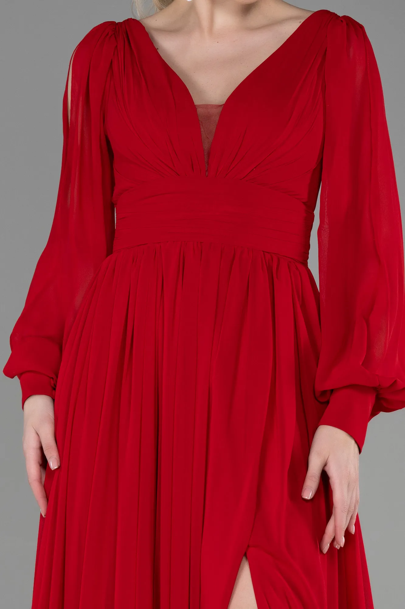 Red-Long Chiffon Evening Dress ABU1702
