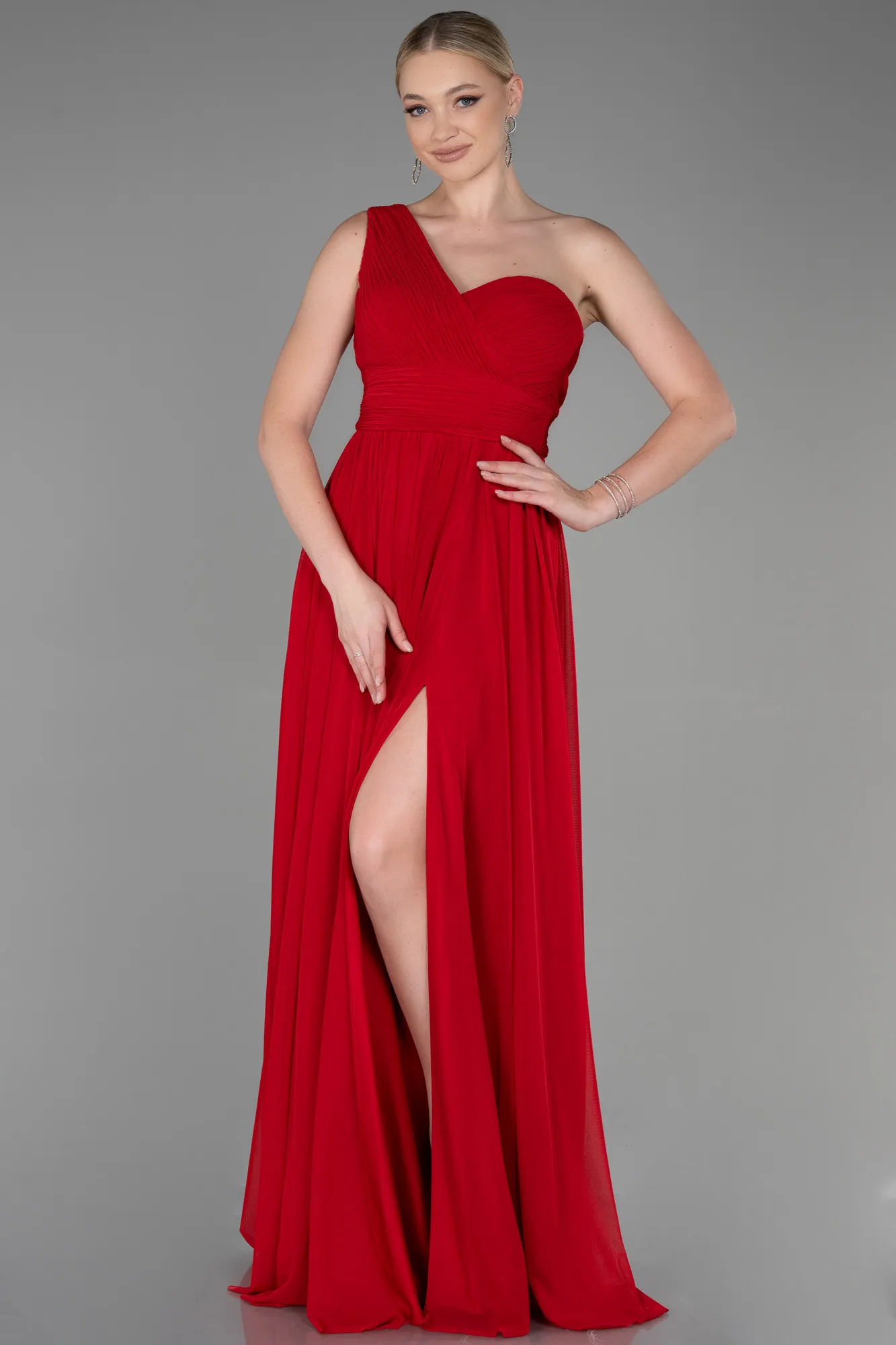 Red-Long Chiffon Evening Dress ABU3309