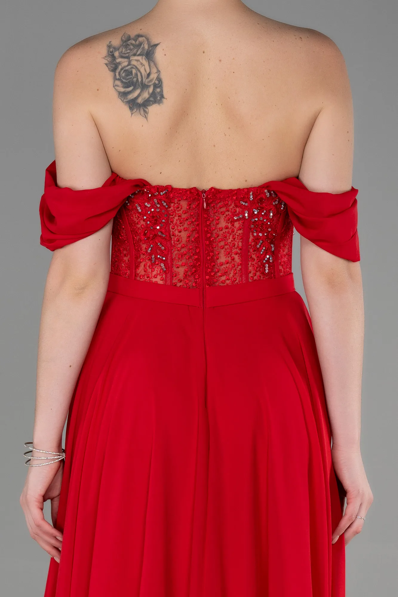 Red-Long Chiffon Evening Dress ABU3310