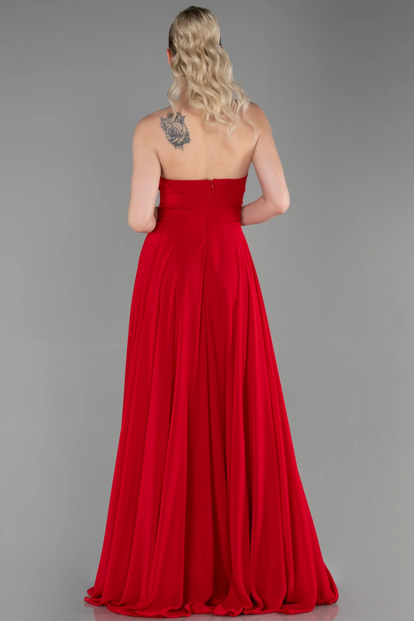 Red-Long Chiffon Evening Dress ABU3343