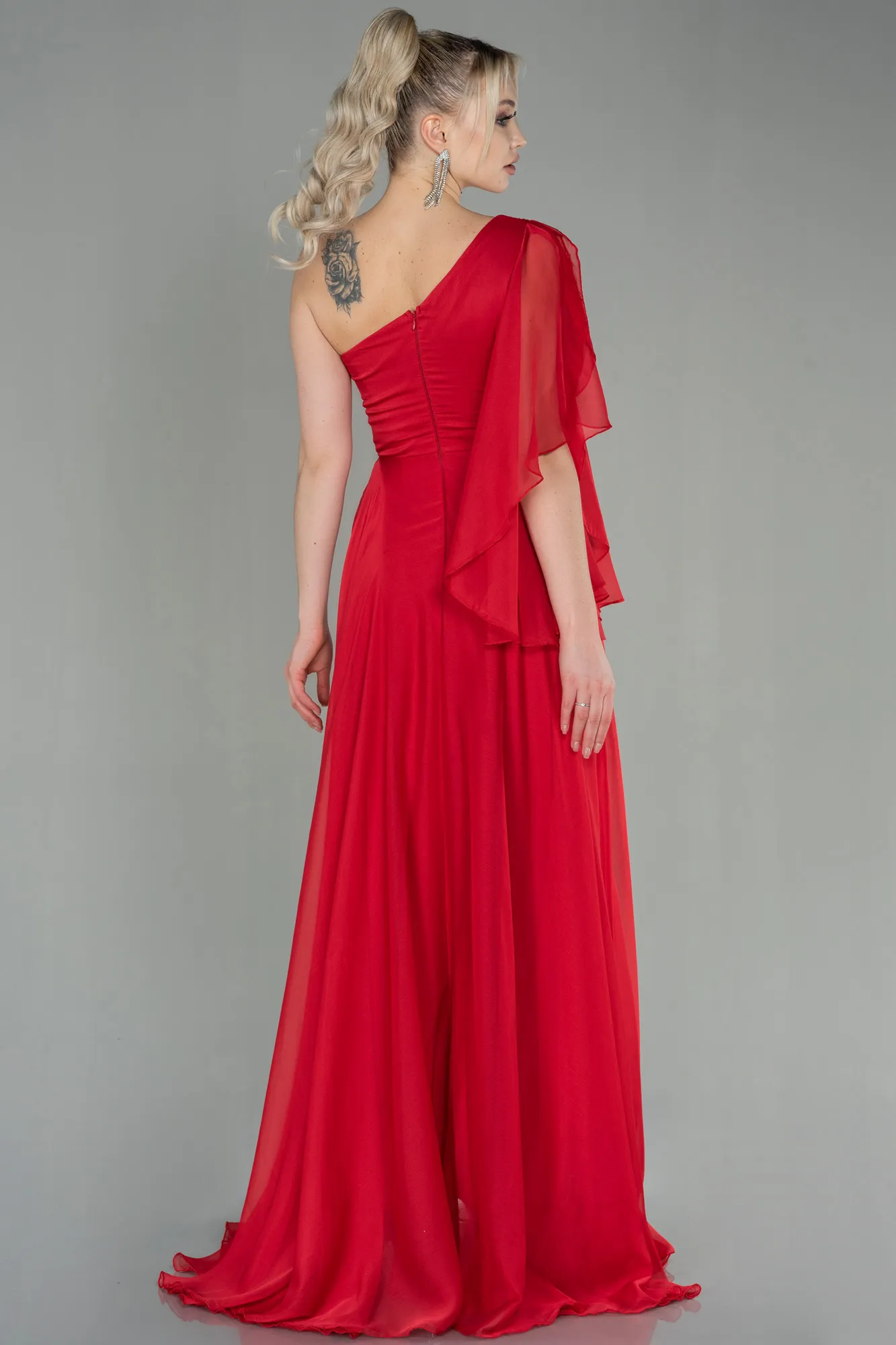 Red-Long Chiffon Evening Dress ABU3449