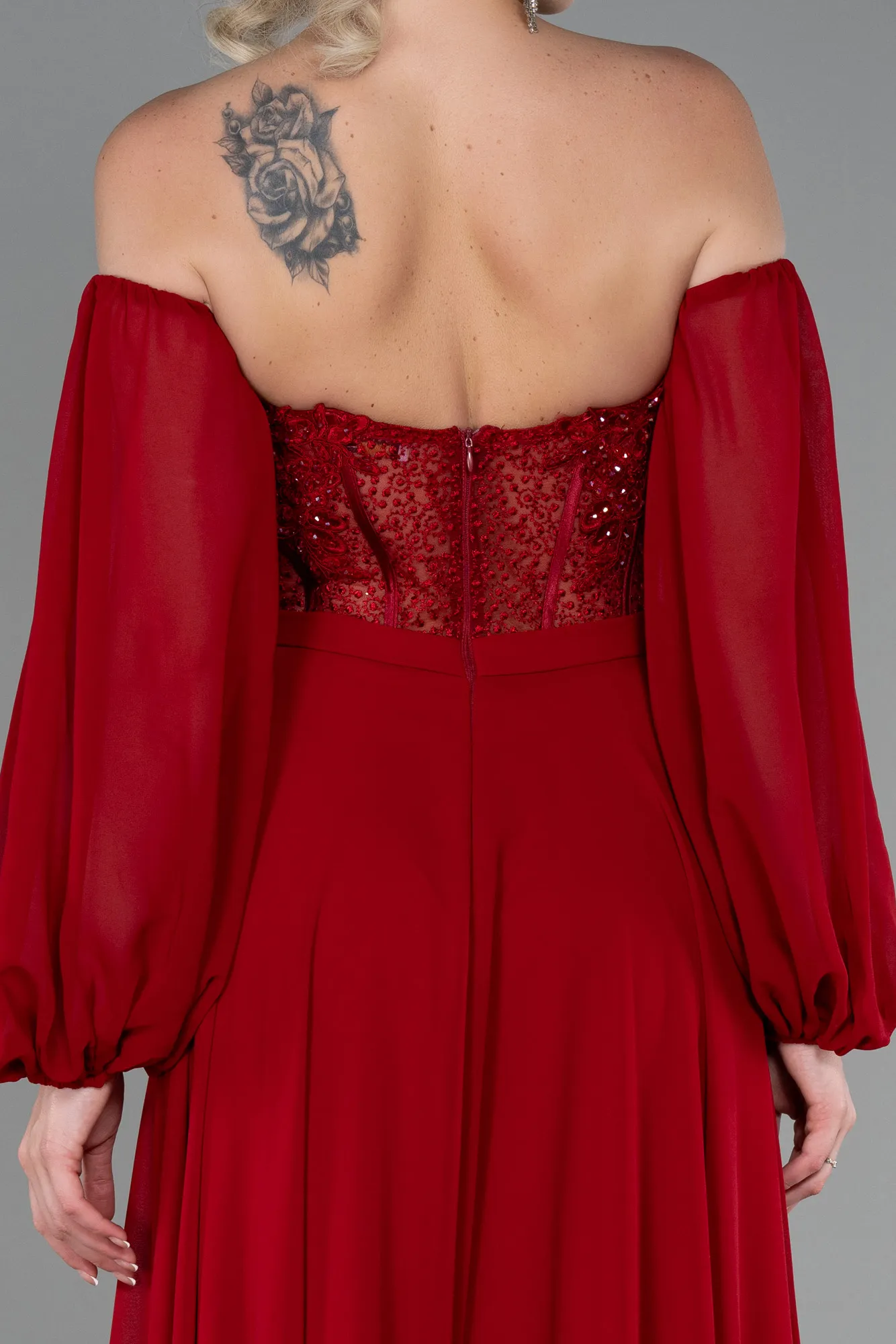 Red-Long Chiffon Evening Dress ABU3450