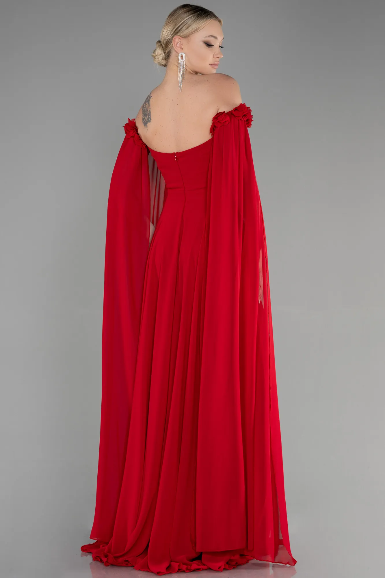 Red-Long Chiffon Evening Dress ABU3462