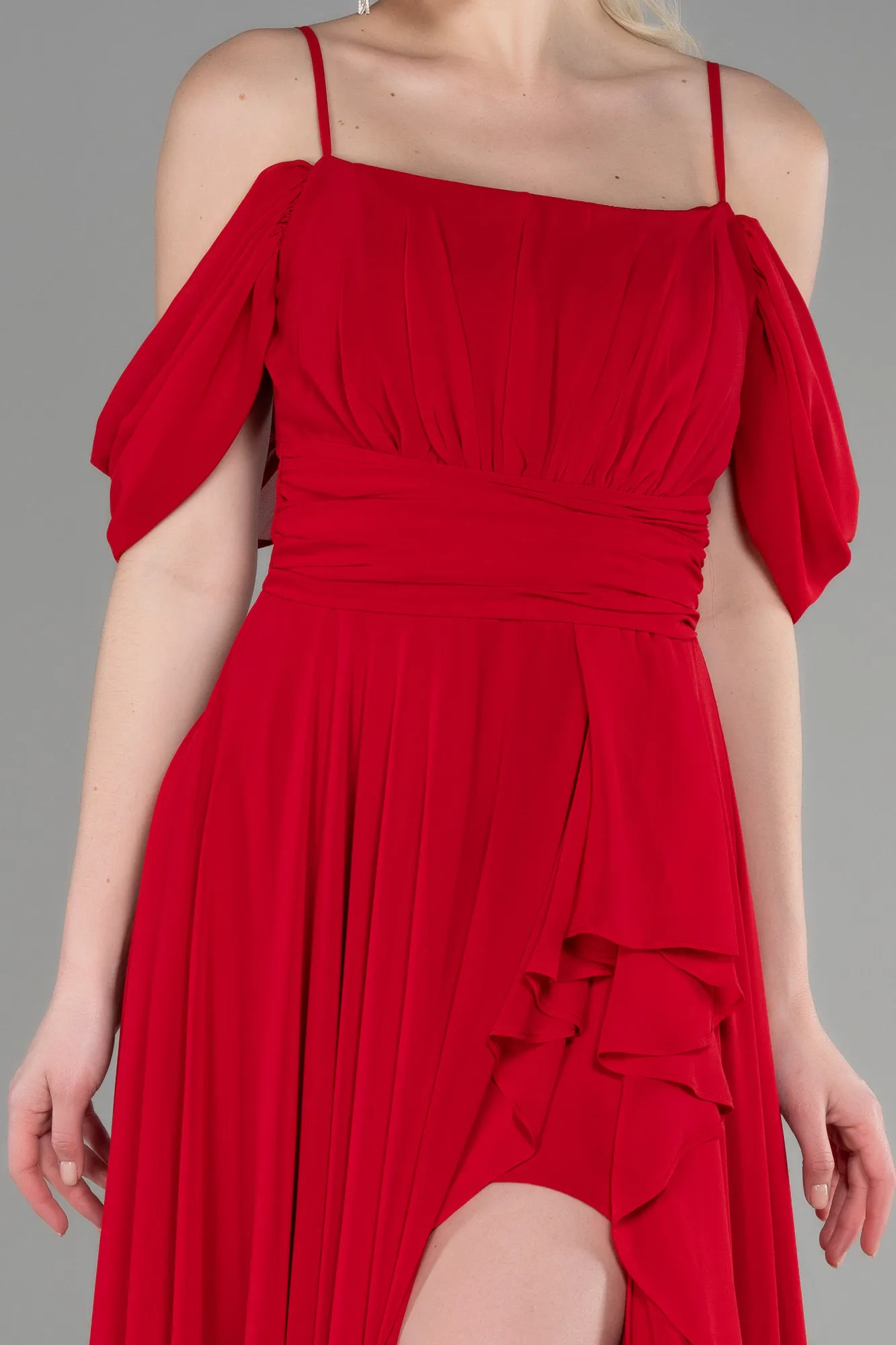 Red-Long Chiffon Evening Dress ABU3591