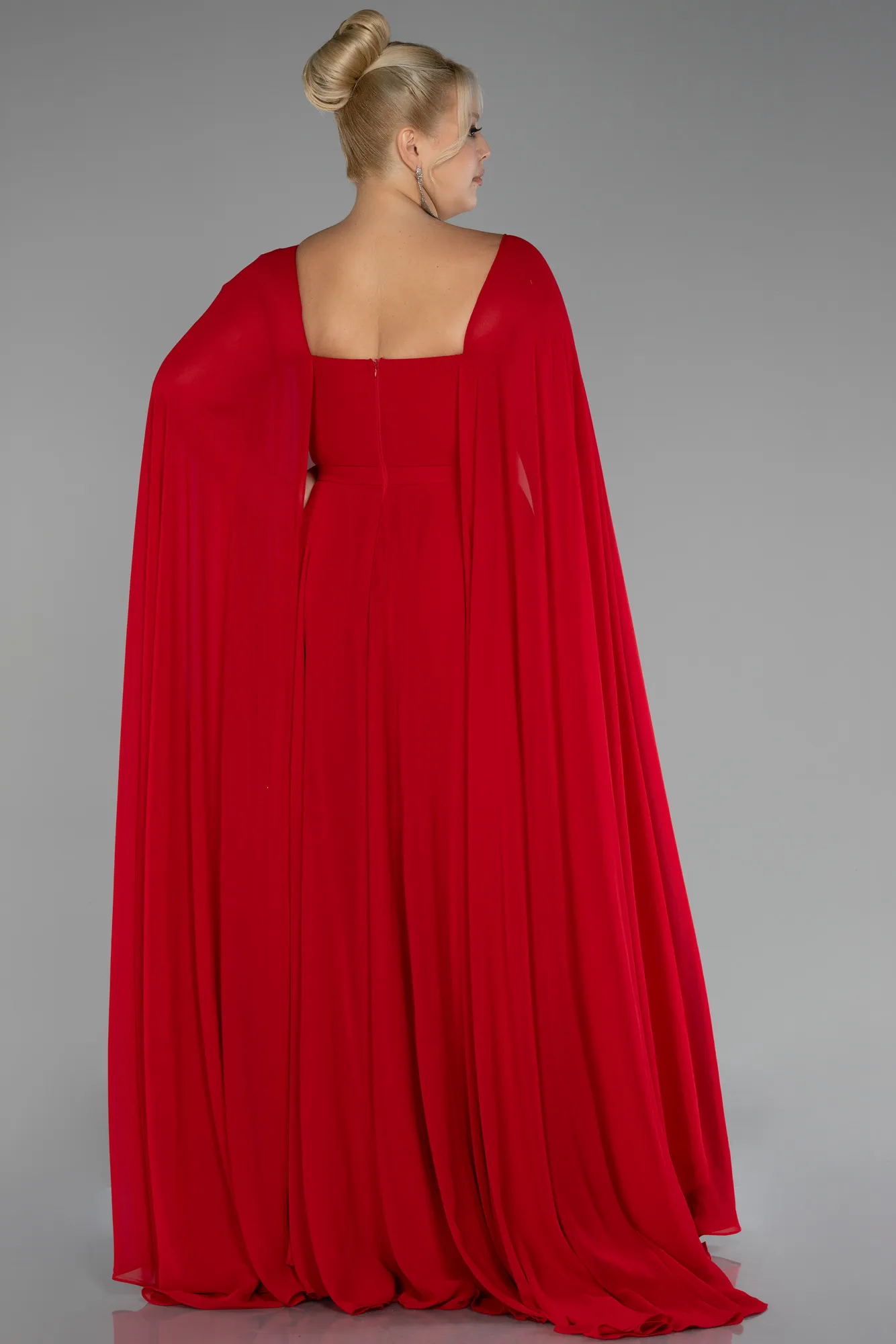 Red-Long Chiffon Formal Plus Size Dress ABU4161