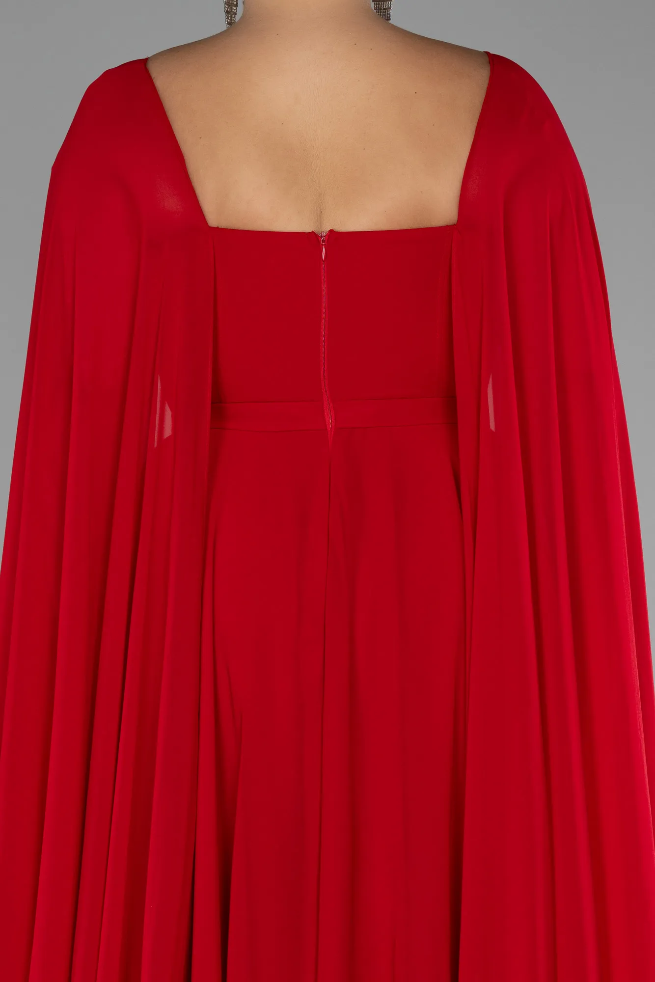 Red-Long Chiffon Formal Plus Size Dress ABU4161