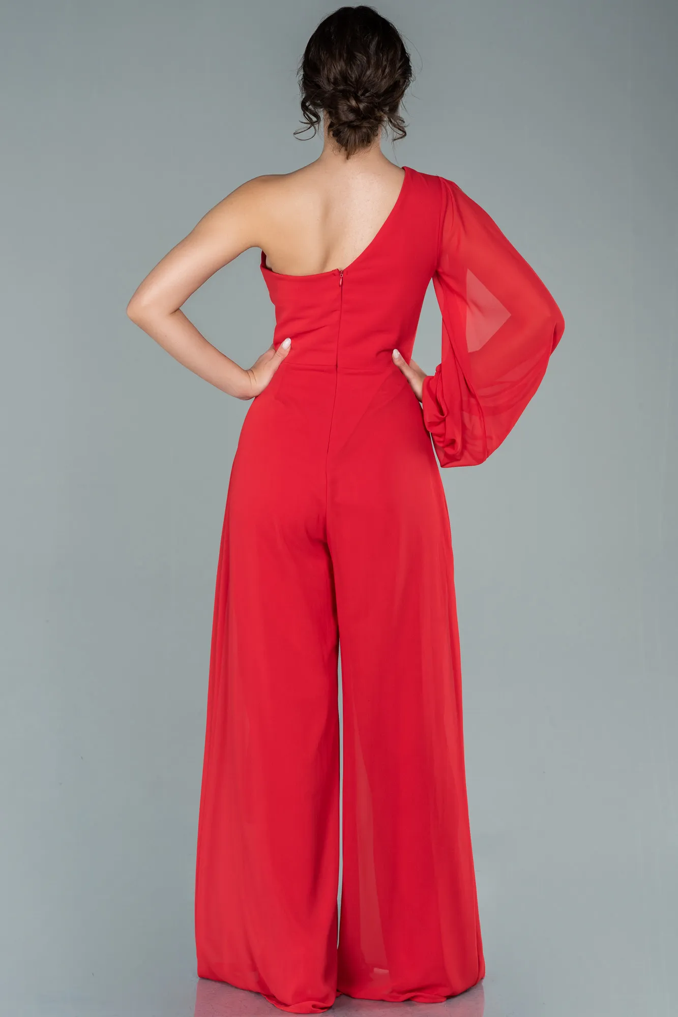 Red-Long Chiffon Invitation Dress ABT078