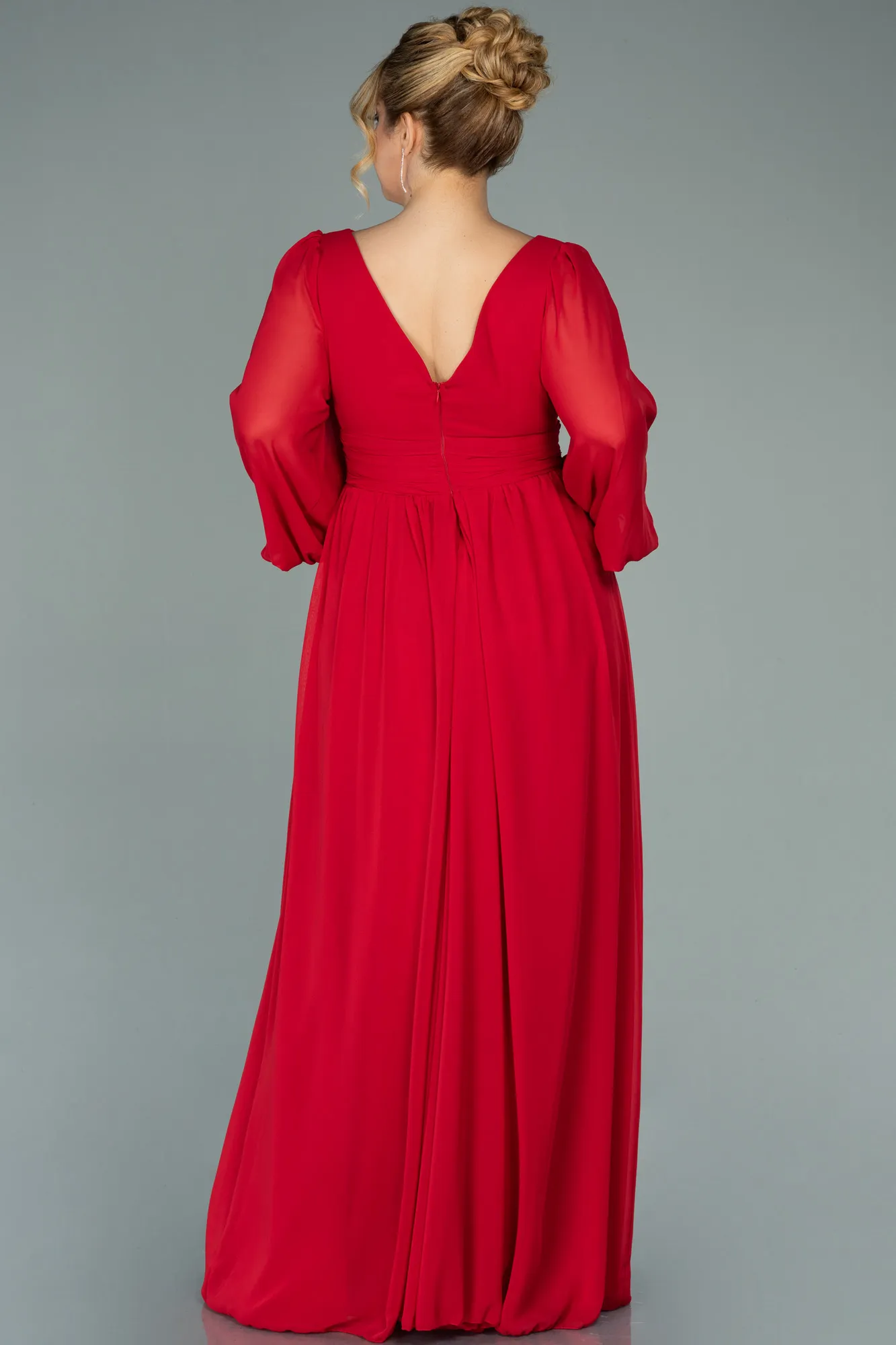Red-Long Chiffon Oversized Evening Dress ABU1988