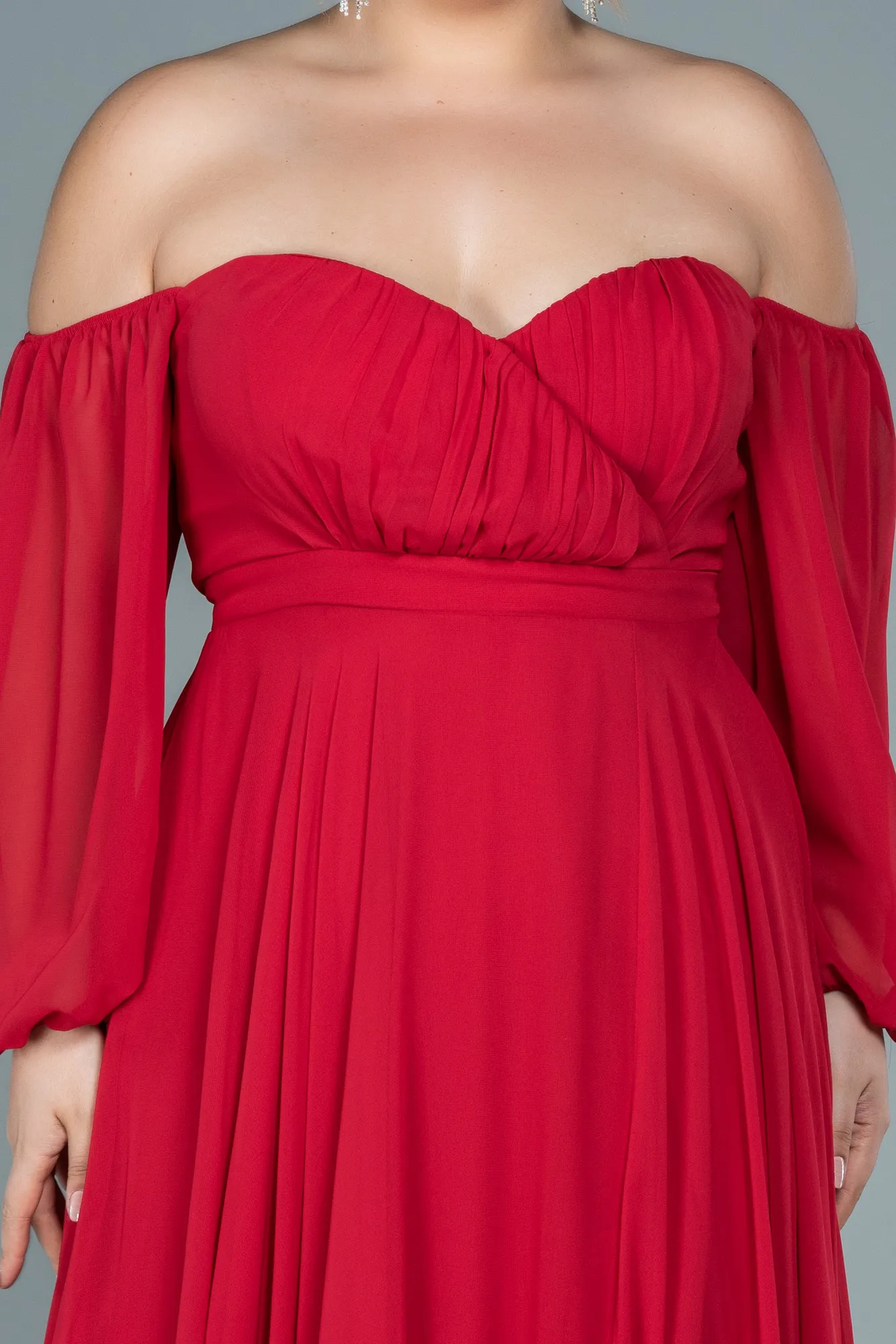 Red-Long Chiffon Oversized Evening Dress ABU2597