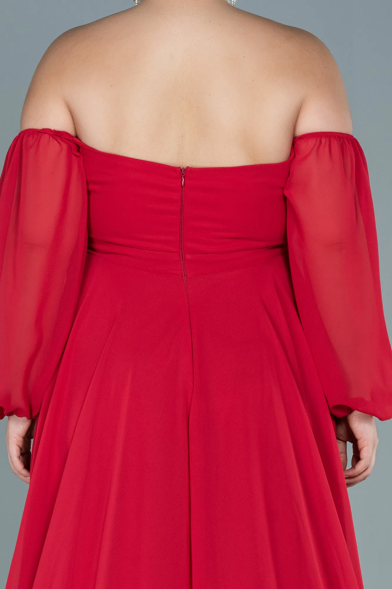 Red-Long Chiffon Oversized Evening Dress ABU2597