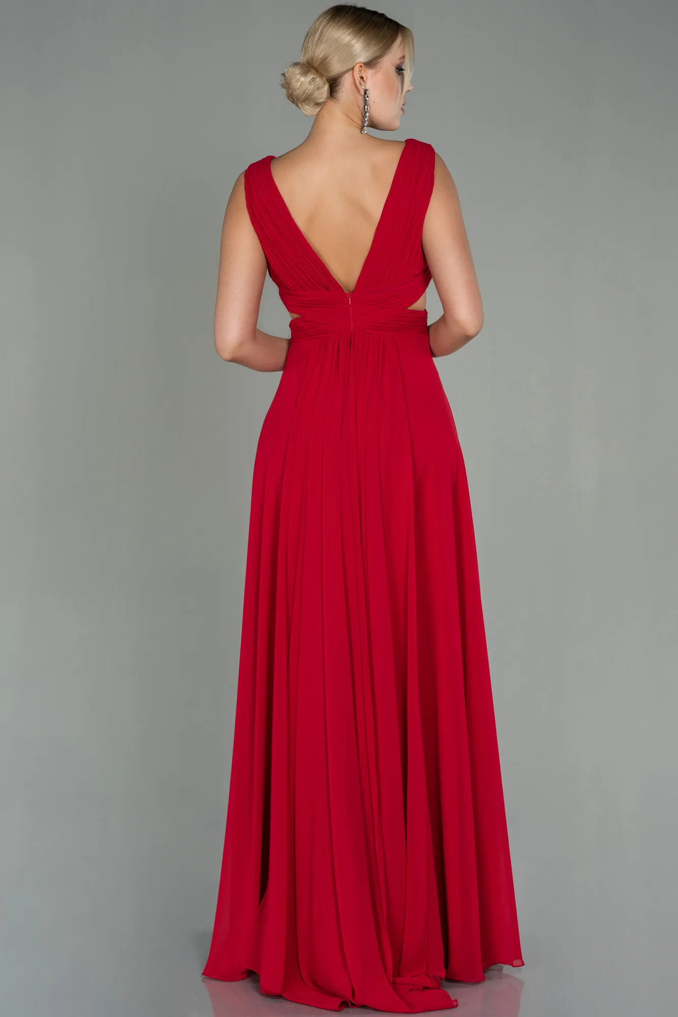 Red-Long Chiffon Prom Gown ABU3066