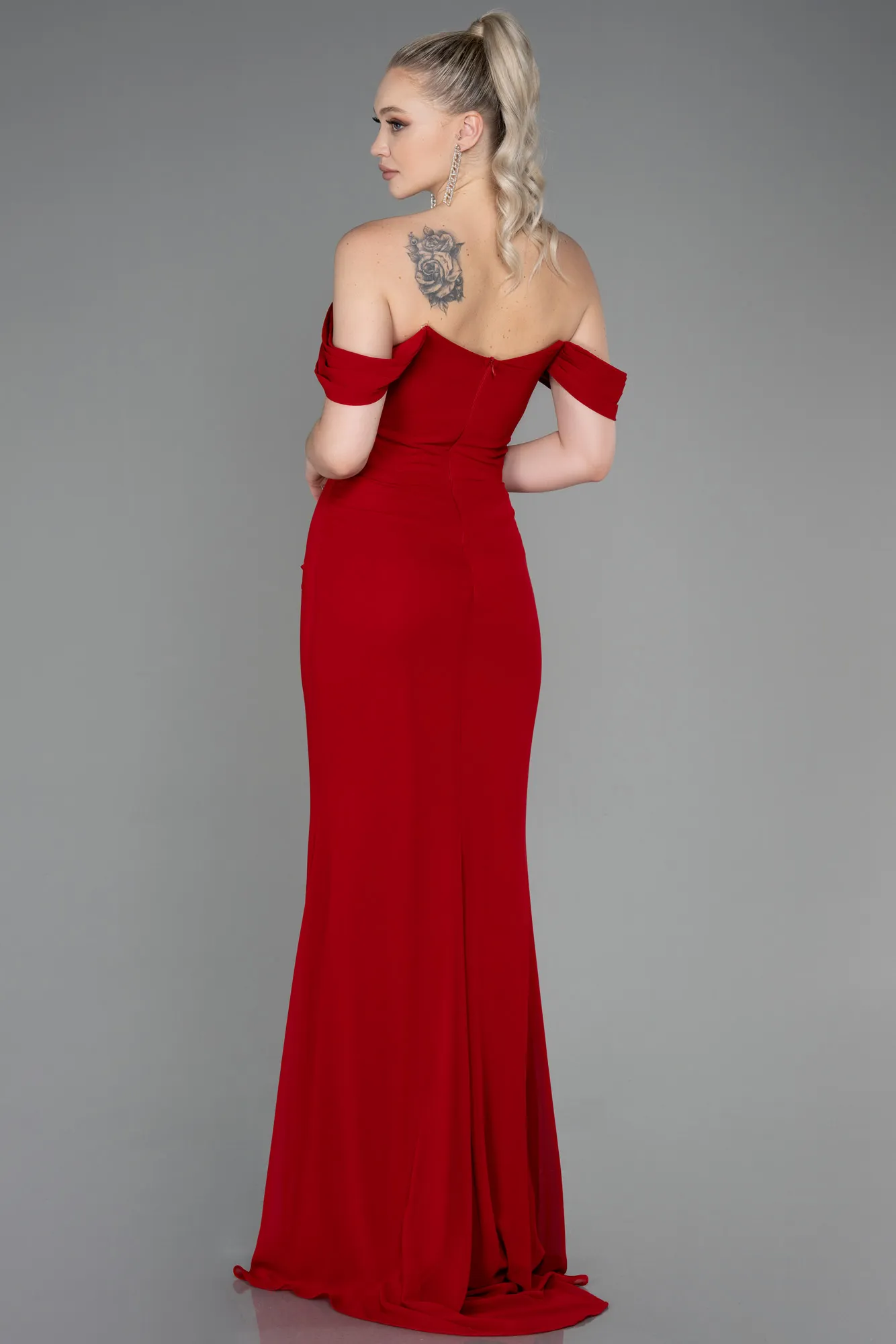 Red-Long Chiffon Prom Gown ABU3211
