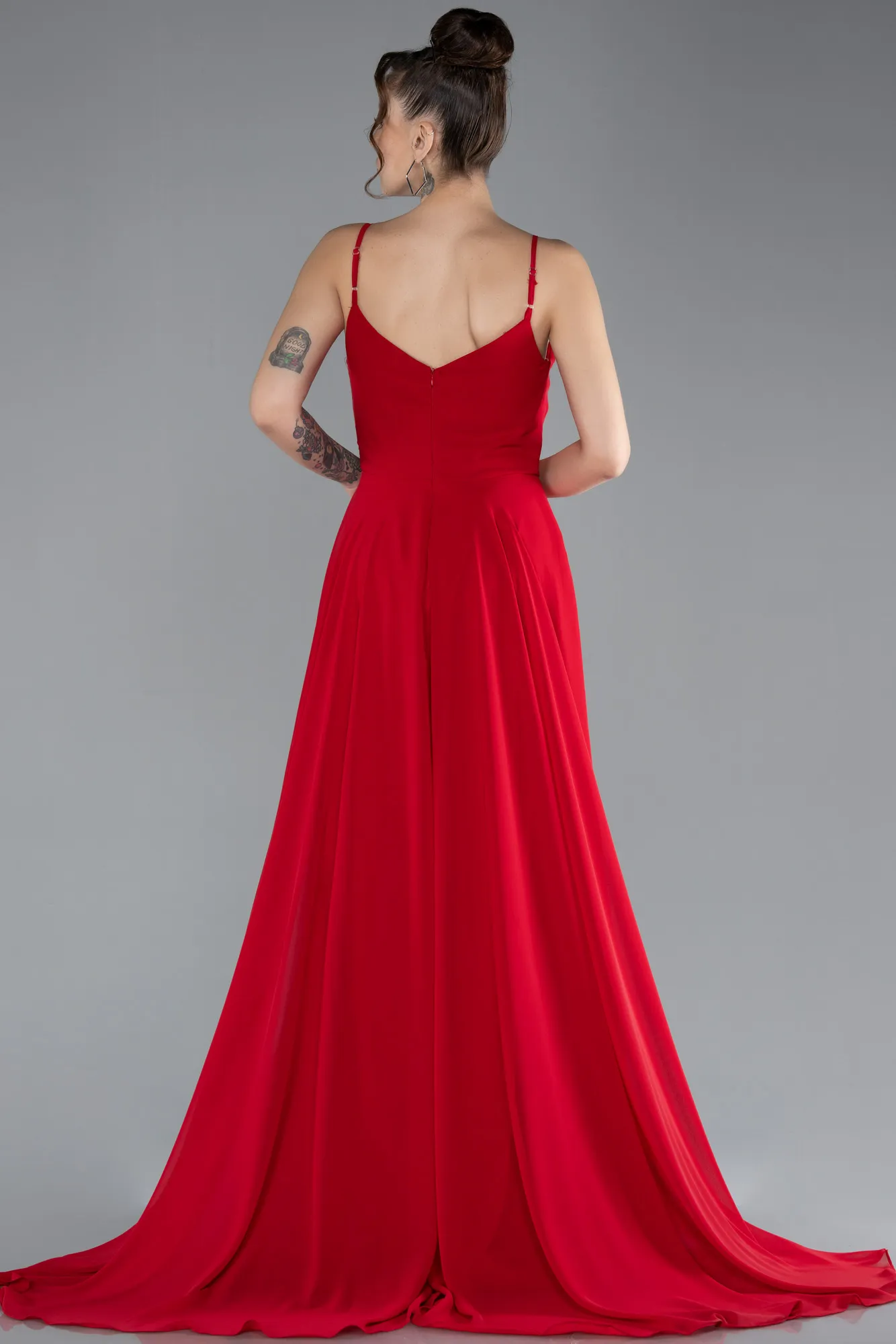 Red-Long Chiffon Prom Gown ABU4412