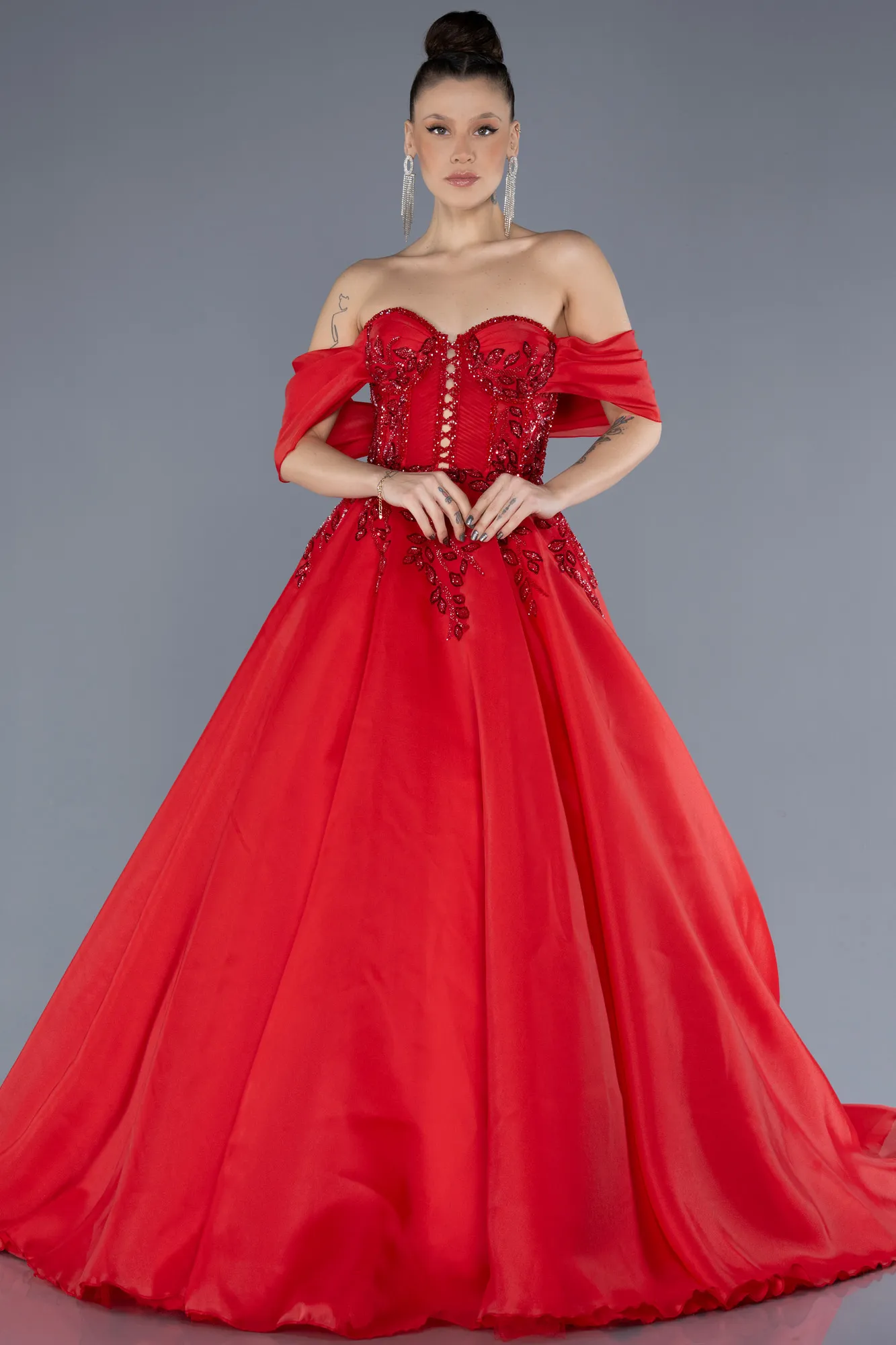 Red-Long Designer Evening Dress ABU4546