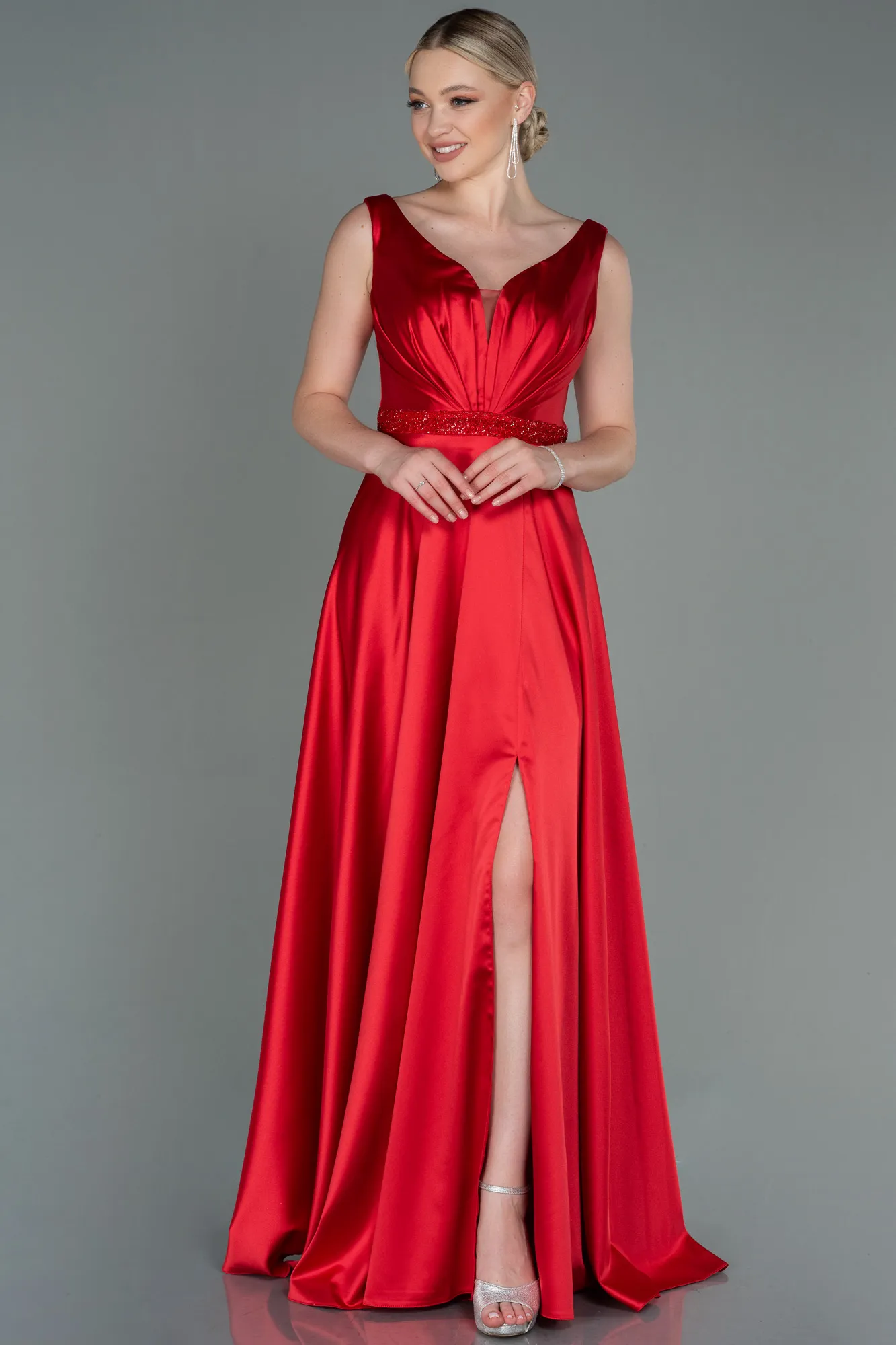Red-Long Engagement Dress ABU3199