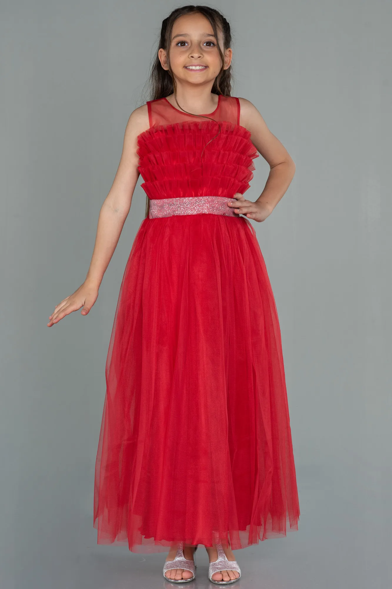 Red-Long Girl Dress ABU3032