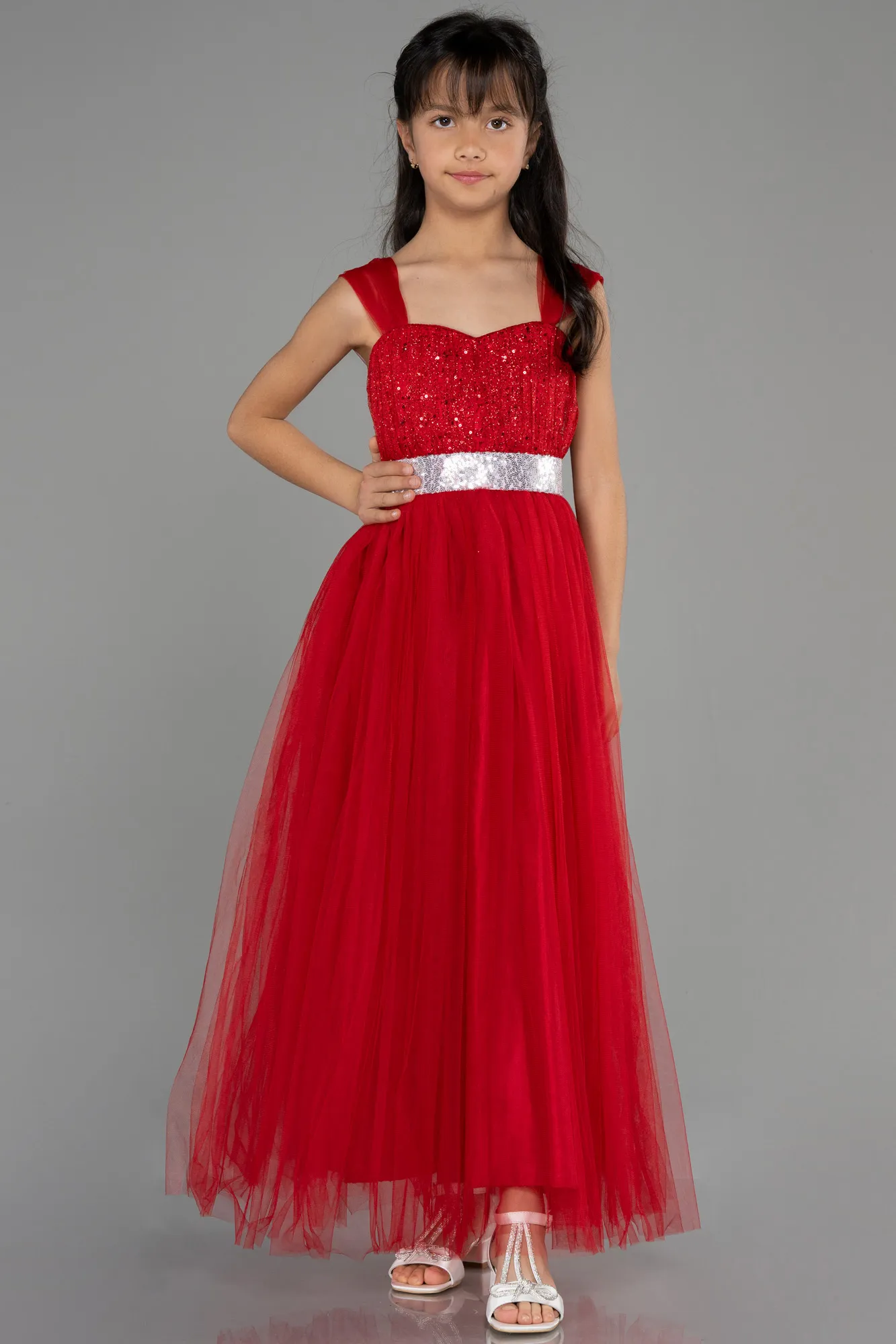 Red-Long Girl Dress ABU3566