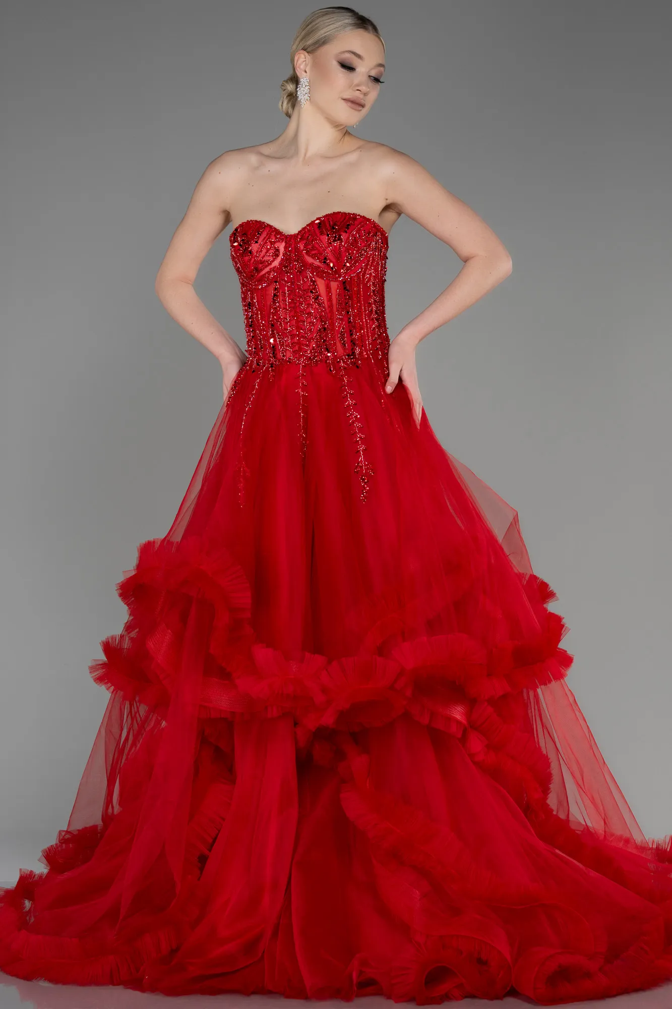 Red-Long Haute Couture Dress ABU3665