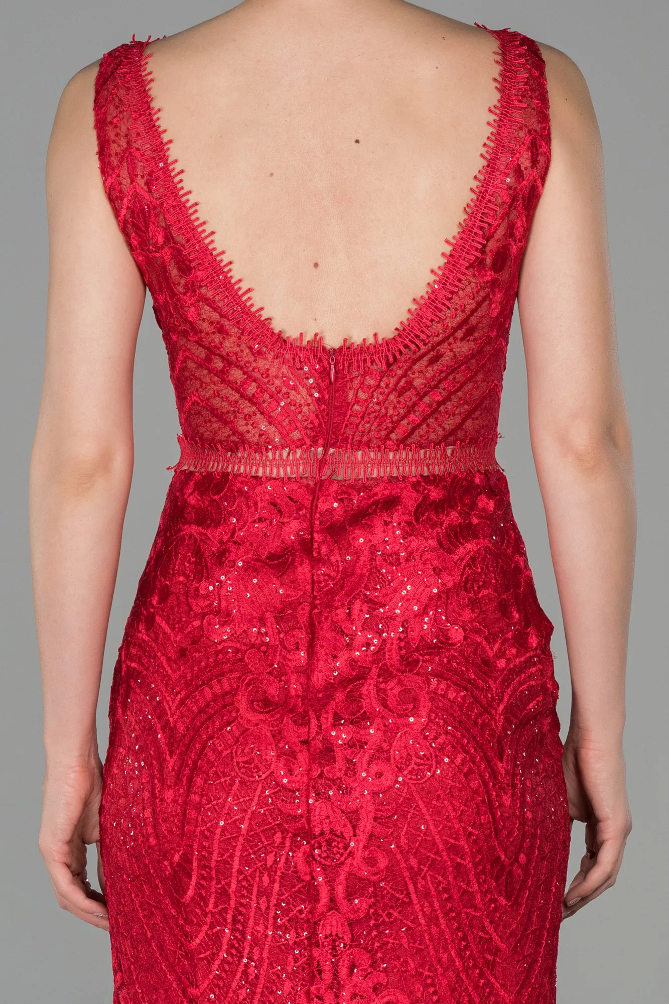 Red-Long Laced Evening Dress ABU1611