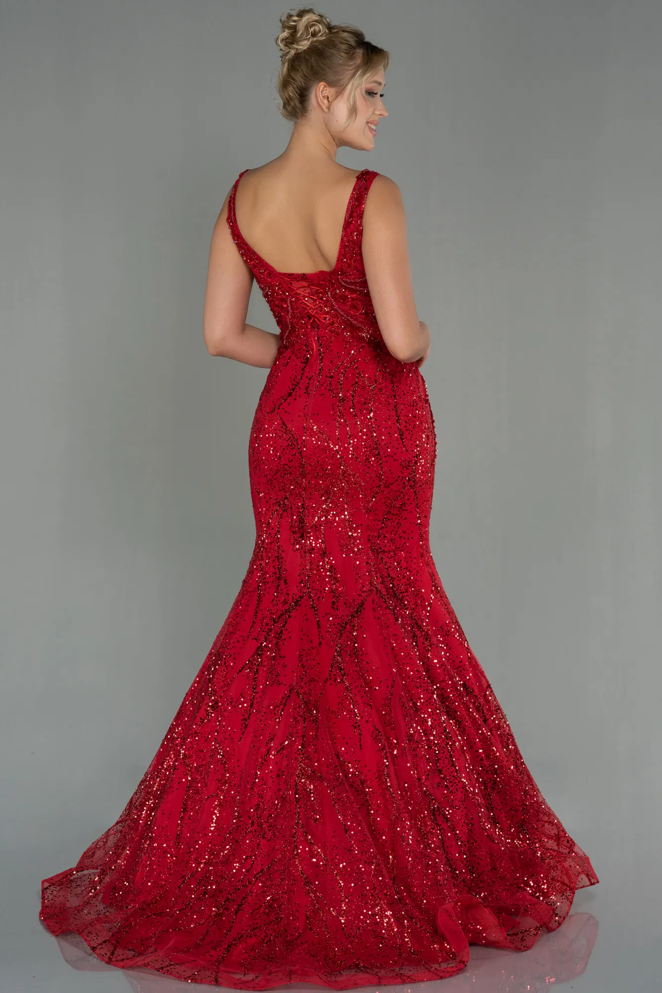 Red-Long Mermaid Evening Dress ABU2988