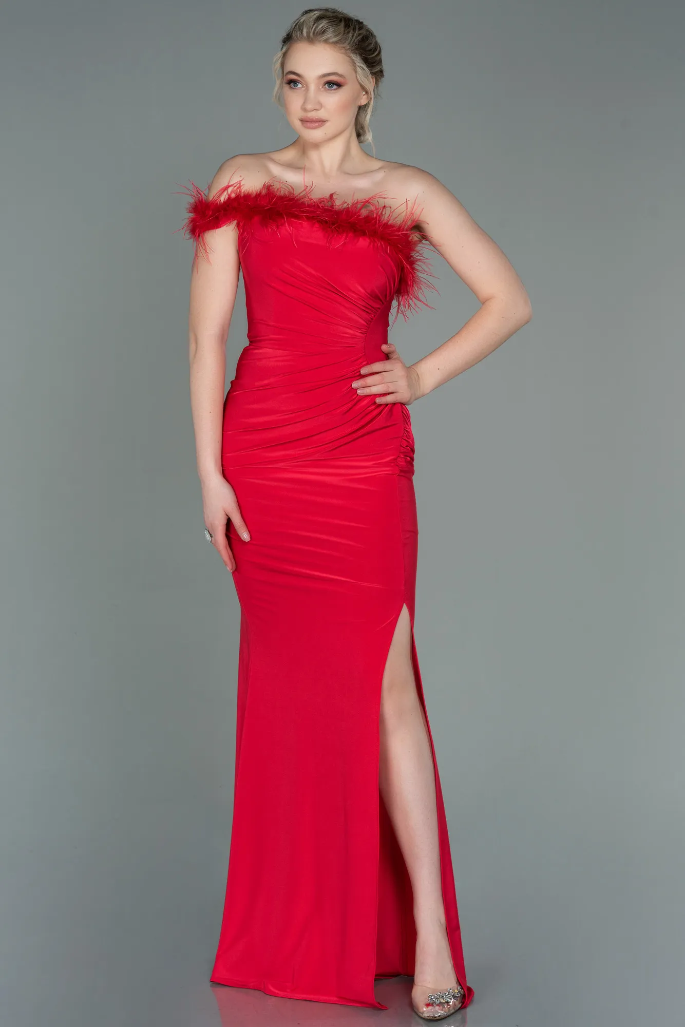 Red-Long Mermaid Evening Dress ABU3048