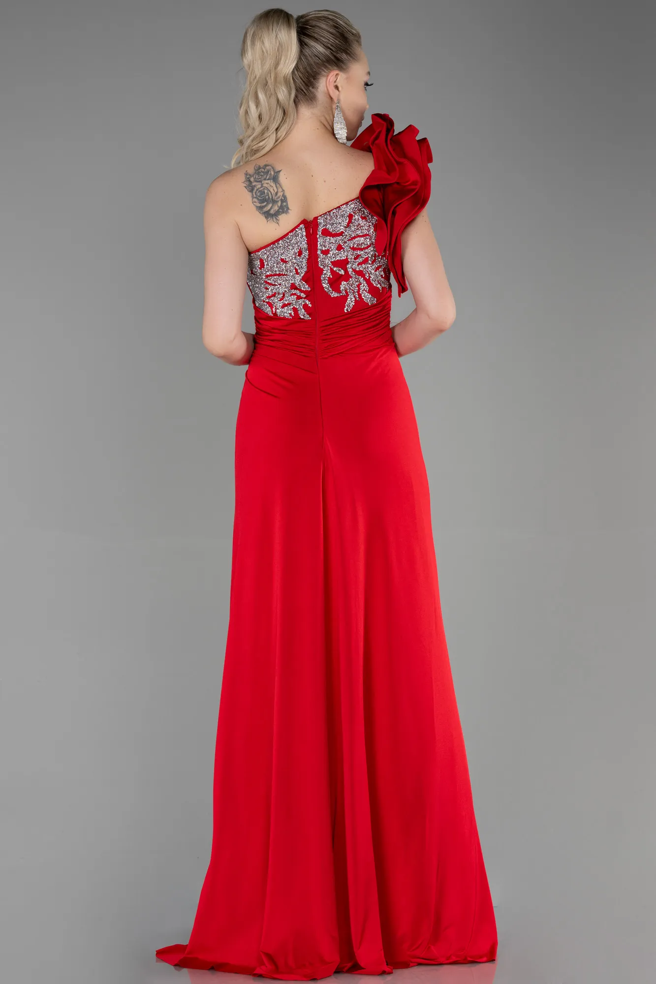 Red-Long Mermaid Evening Dress ABU3349