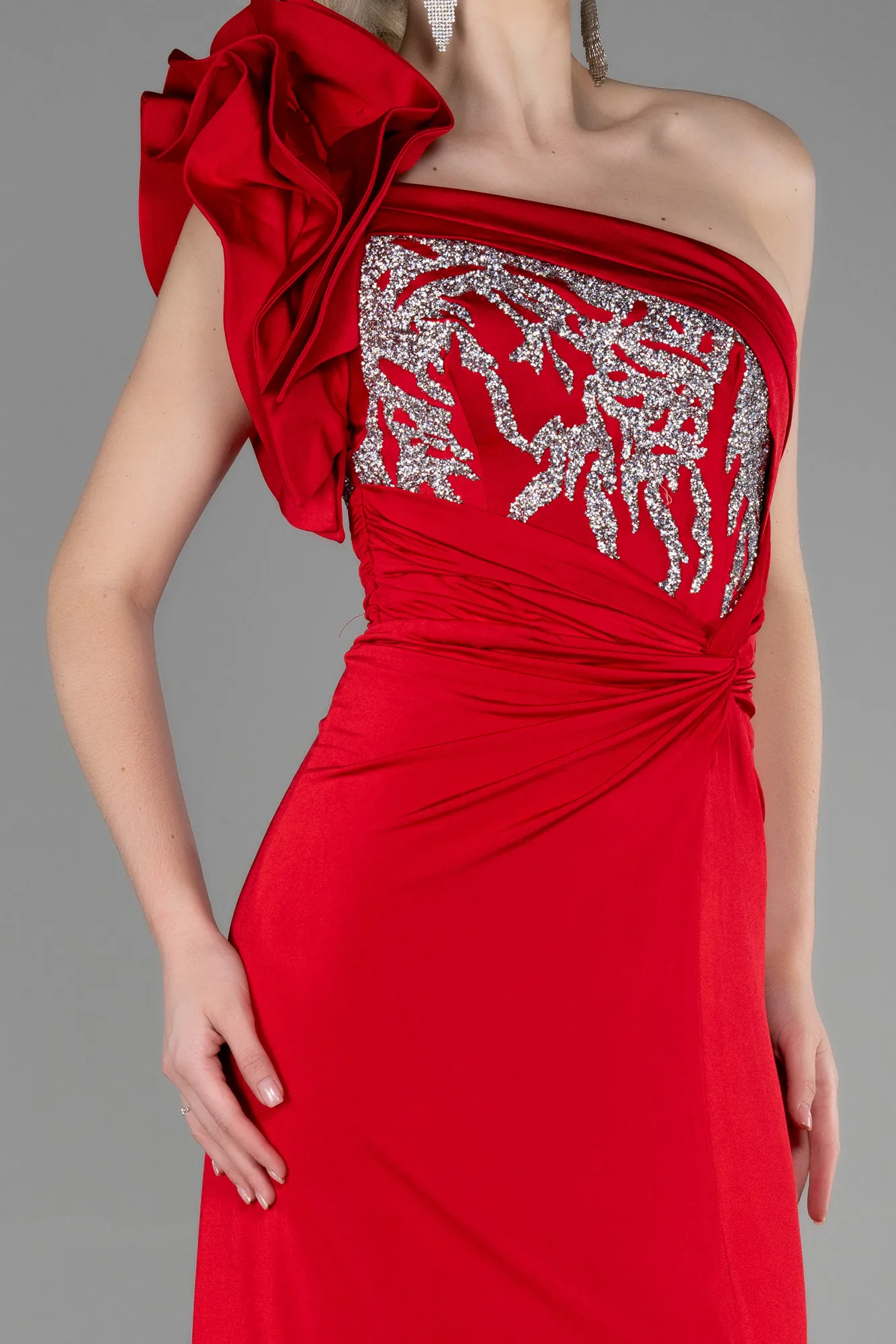 Red-Long Mermaid Evening Dress ABU3349