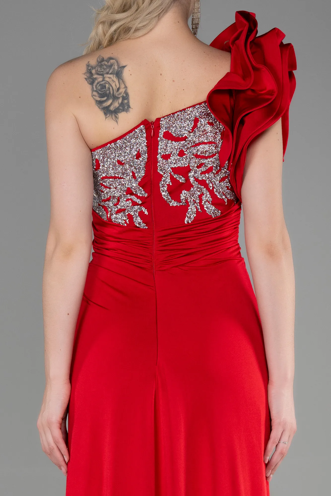 Red-Long Mermaid Evening Dress ABU3349