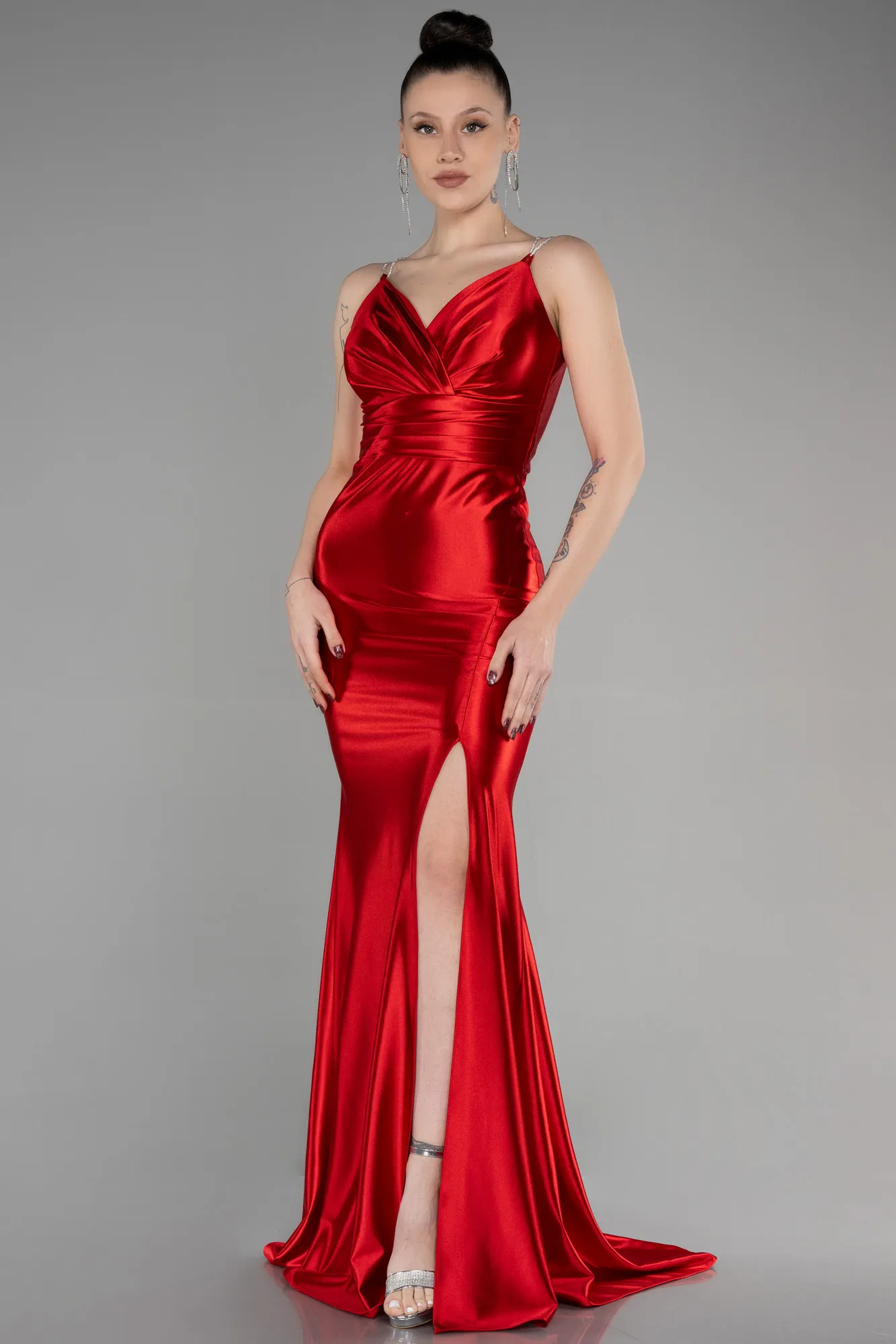 Red-Long Mermaid Evening Gown ABU3575