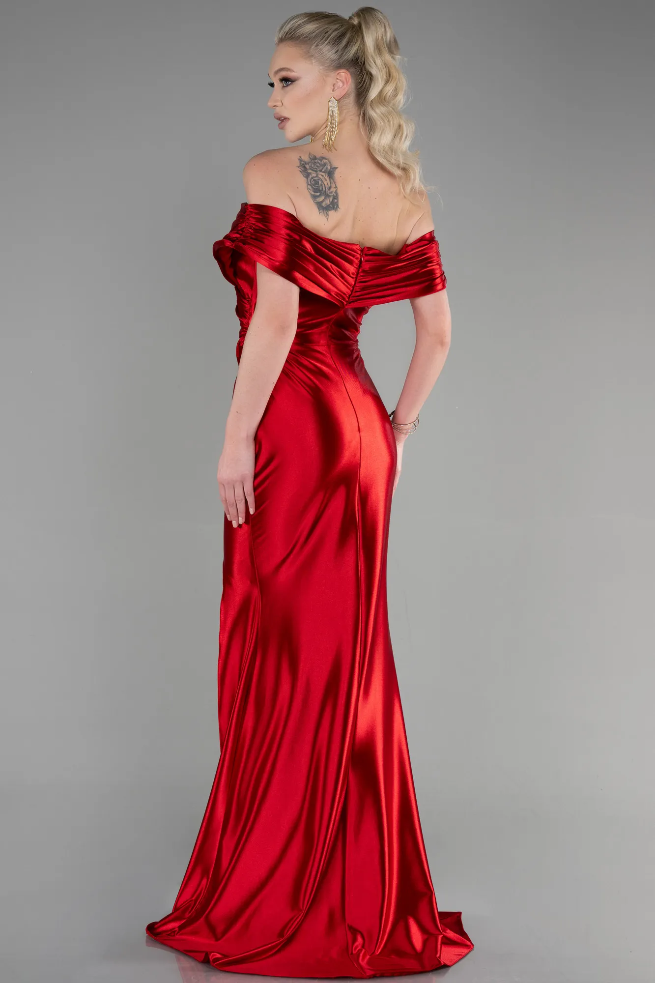 Red-Long Mermaid Evening Gown ABU3612