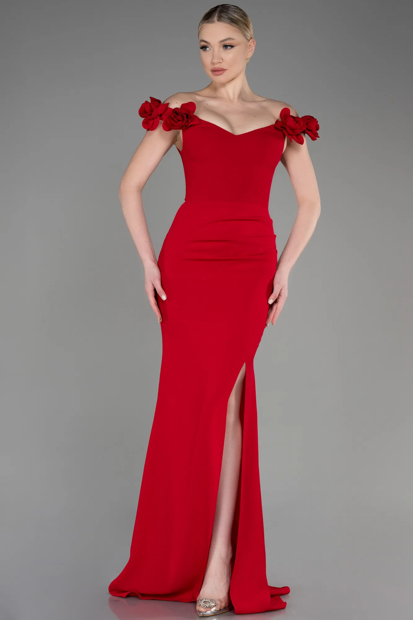 Red-Long Mermaid Evening Gown ABU3891