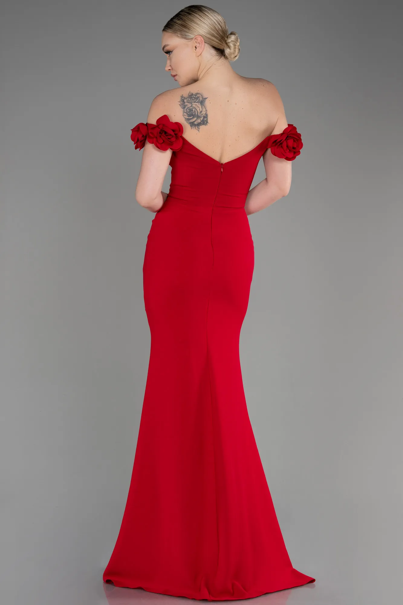 Red-Long Mermaid Evening Gown ABU3891