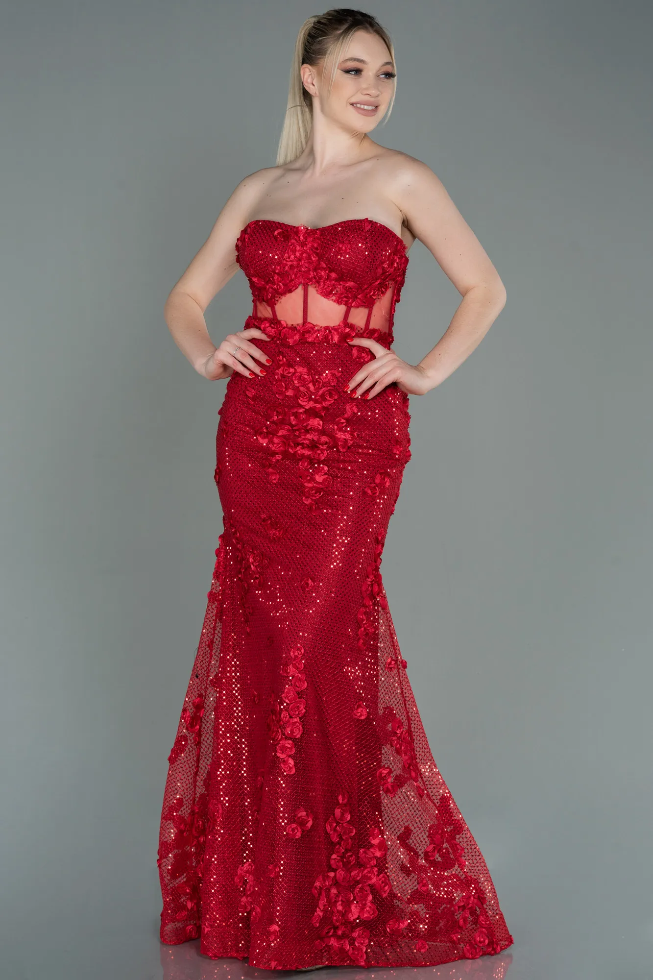 Red-Long Mermaid Prom Dress ABU3120