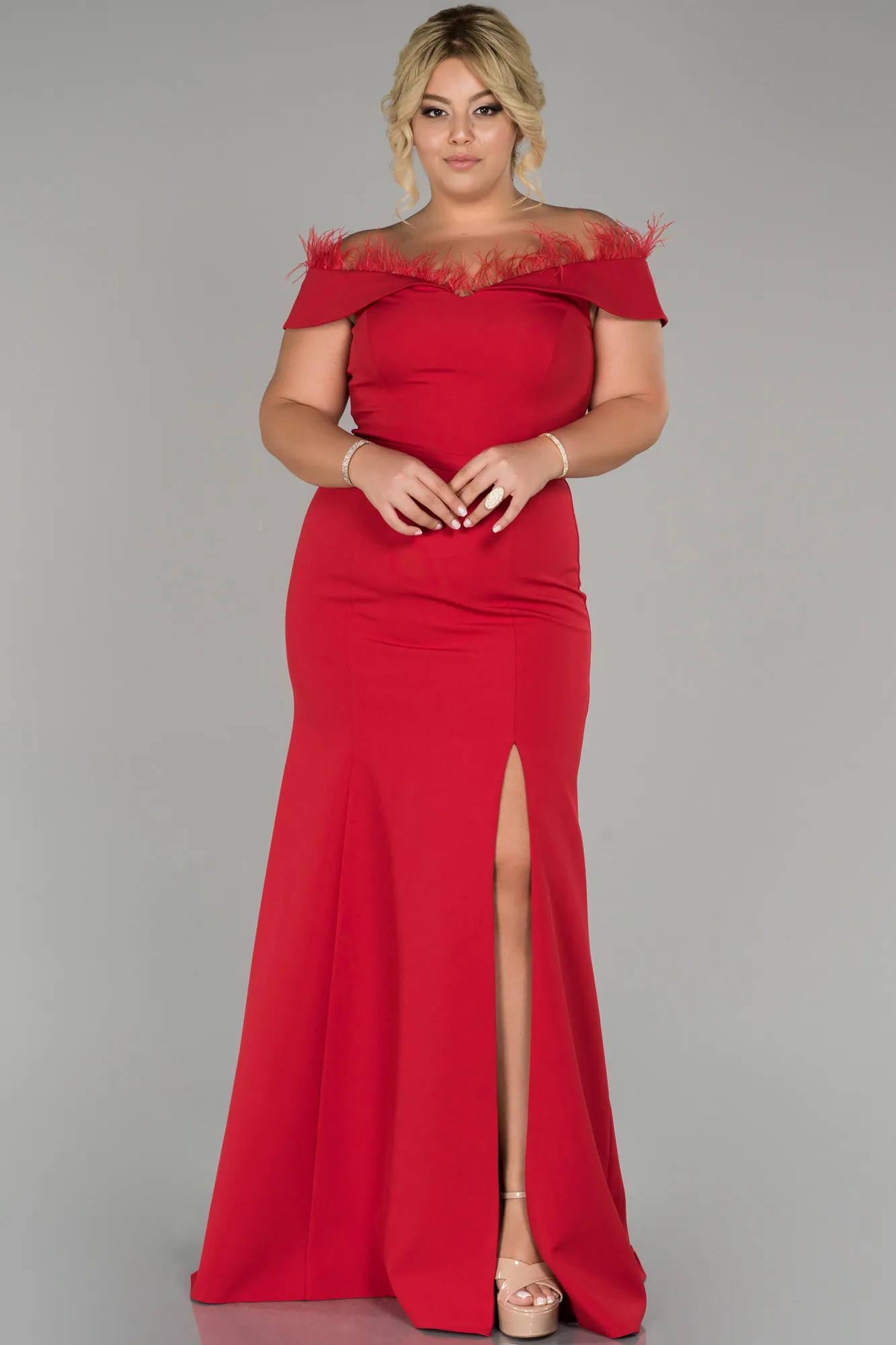Red-Long Oversized Evening Dress ABU1459