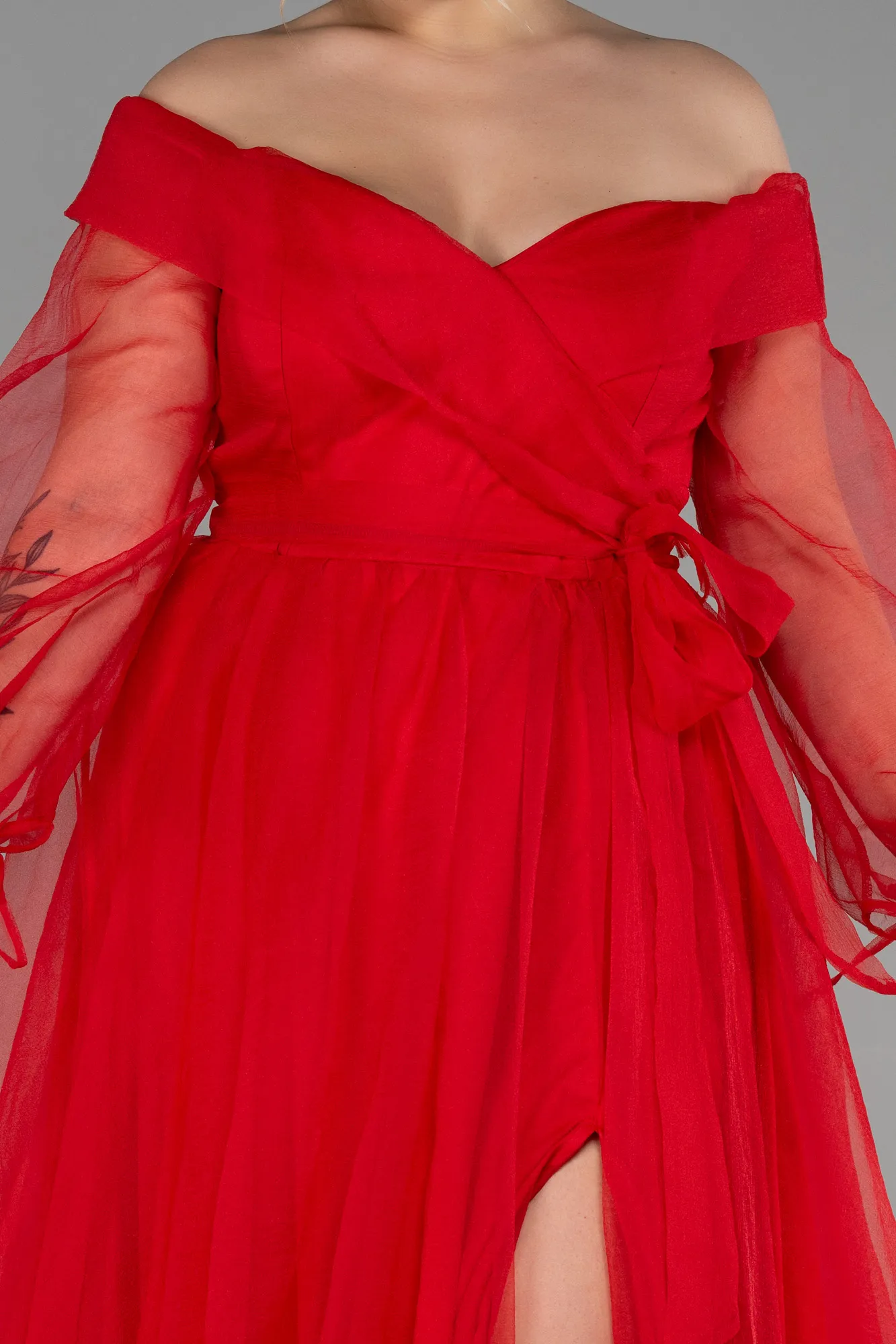 Red-Long Oversized Evening Dress ABU1535